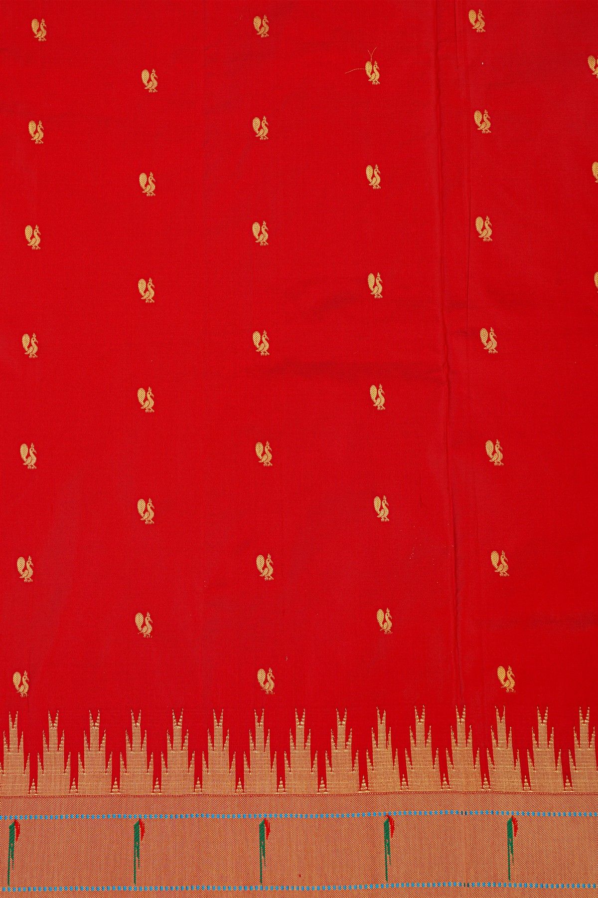 Paithani Silk Sea Blue Saree With Muniya Buttis Border