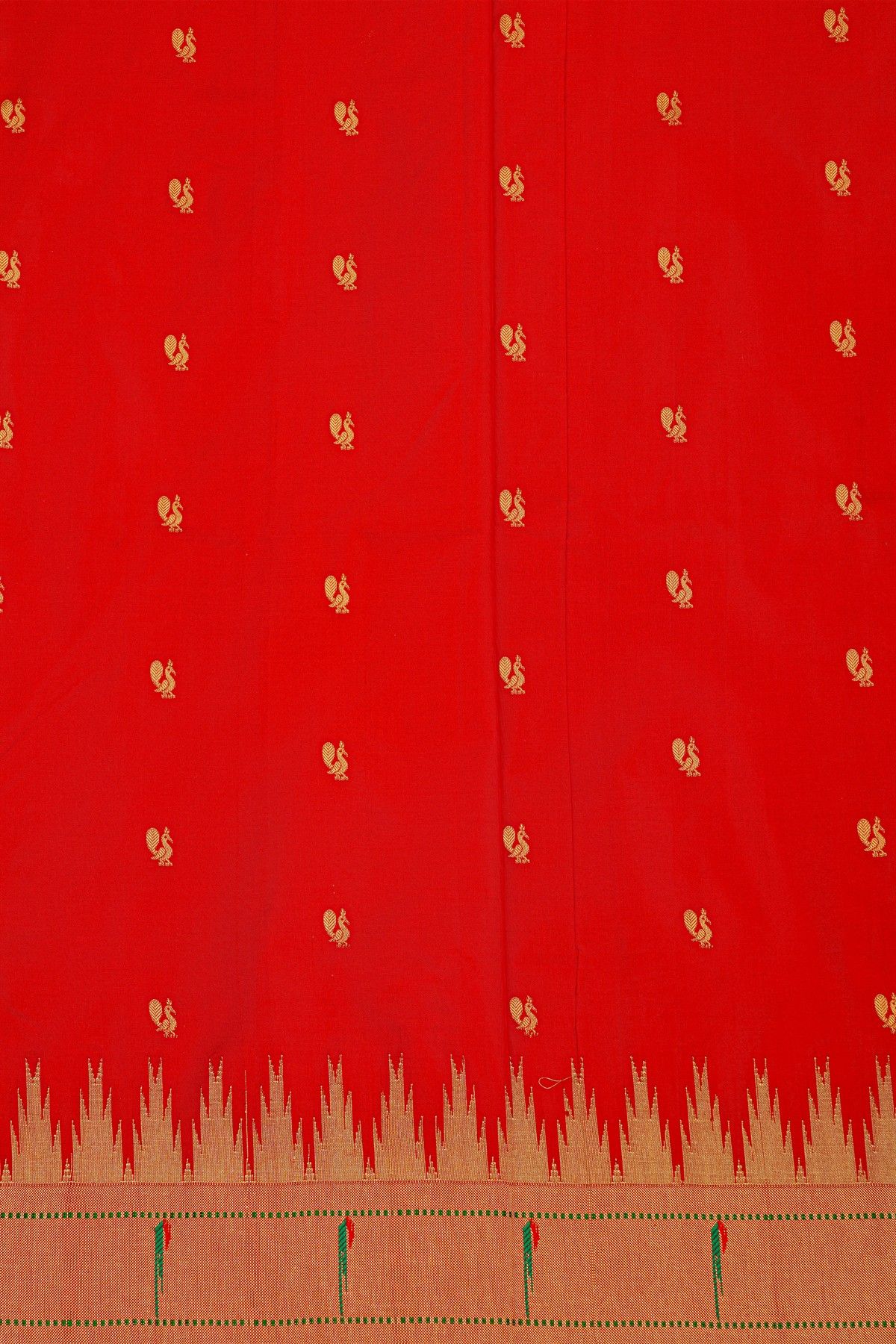 Paithani Silk Off White Saree With Muniya Buttis Border