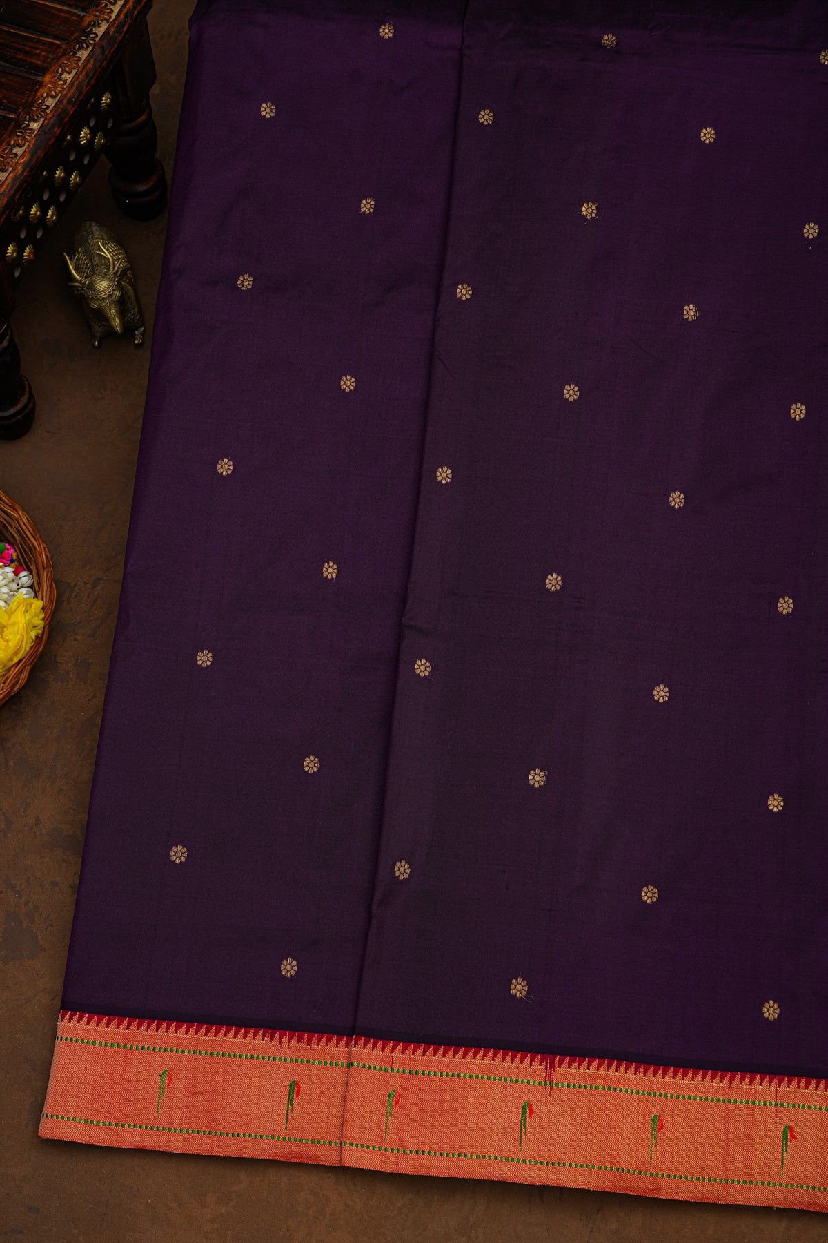 Paithani Silk Violet Saree With Single Muniya Border