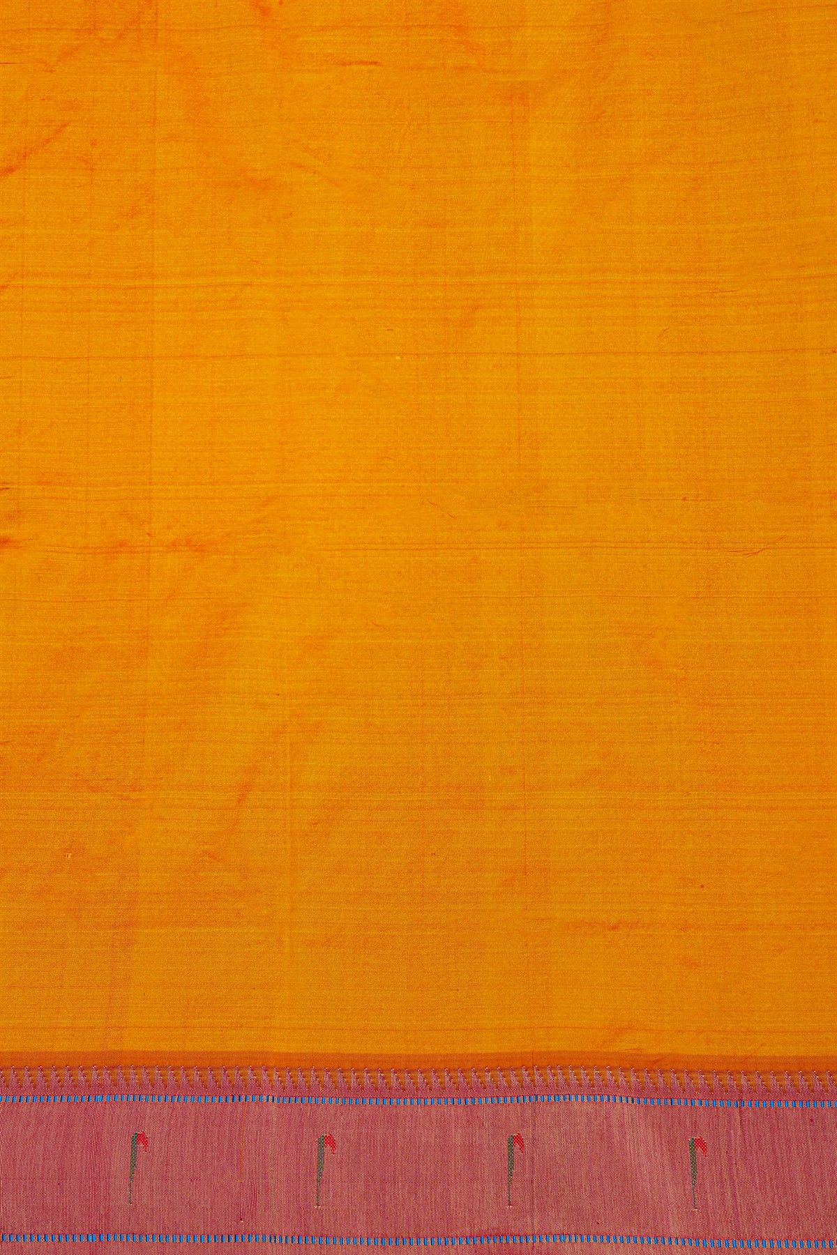 Paithani Silk Mustard Saree With All Over Muniya Buttis Body And Single Muniya Border