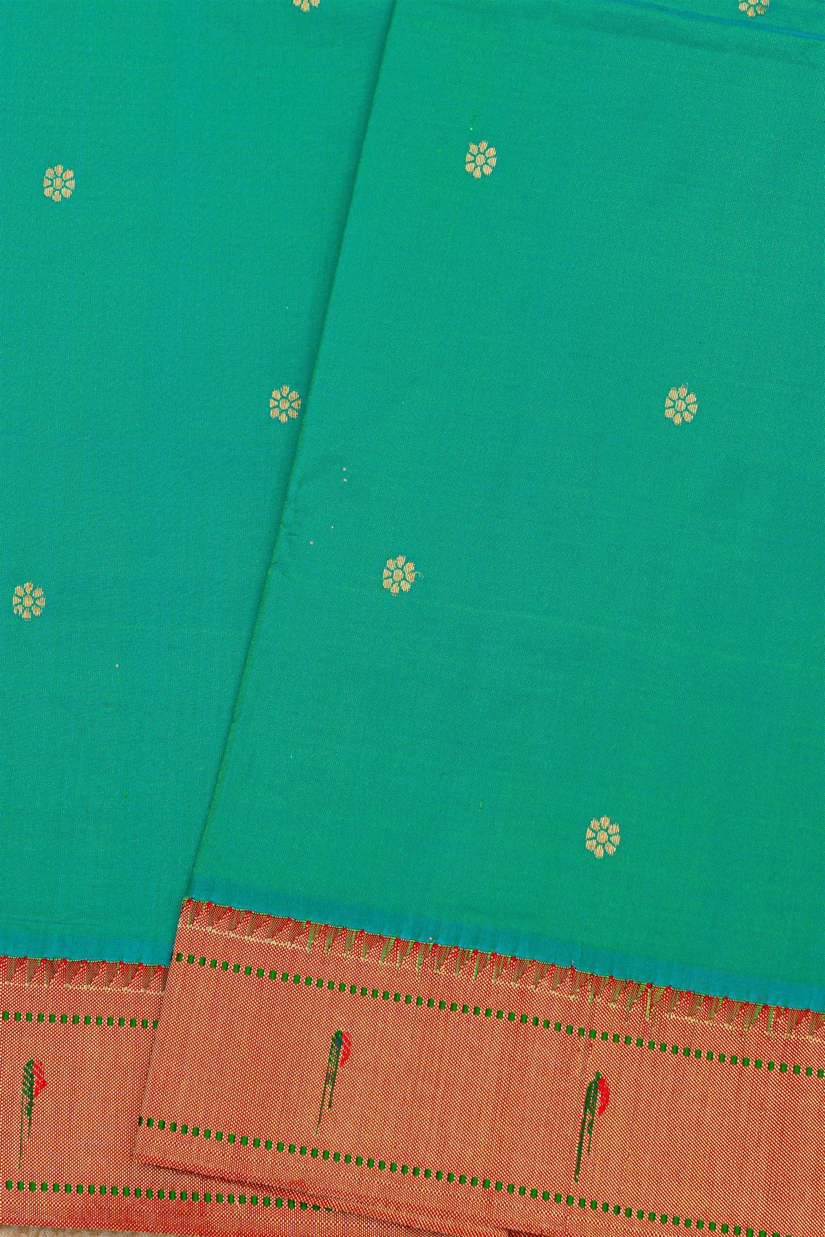 Paithani Silk Sky Blue Saree With Muniya Buttis Border