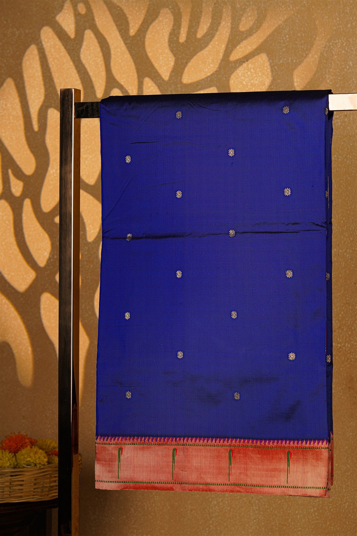 Paithani Silk Royal Blue Saree With Muniya Buttis Border