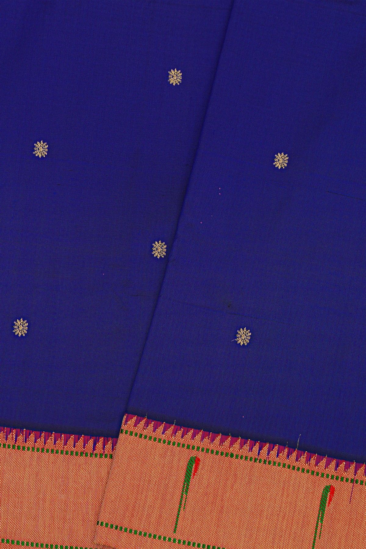 Paithani Silk Royal Blue Saree With Muniya Buttis Border