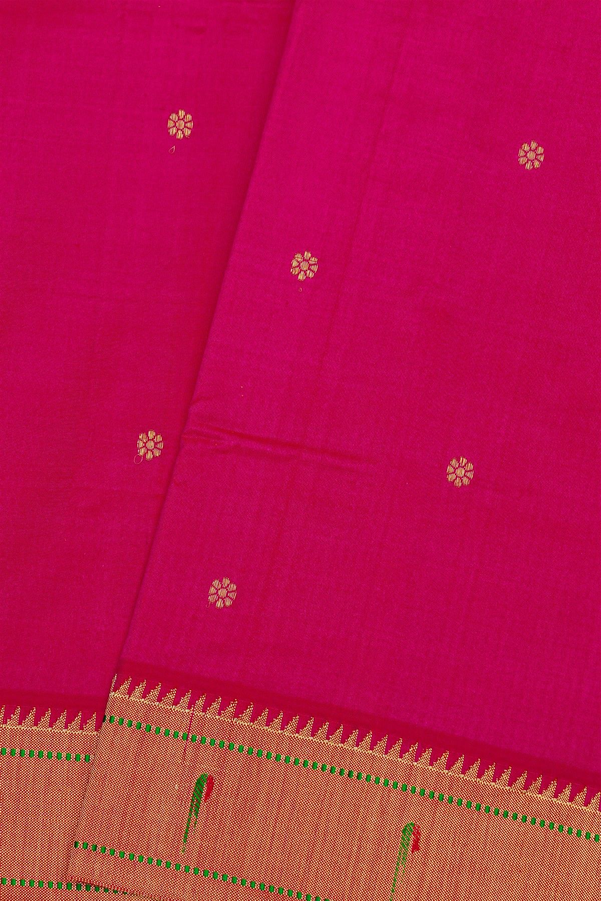 Paithani Silk Pink Saree With Muniya Buttis Border