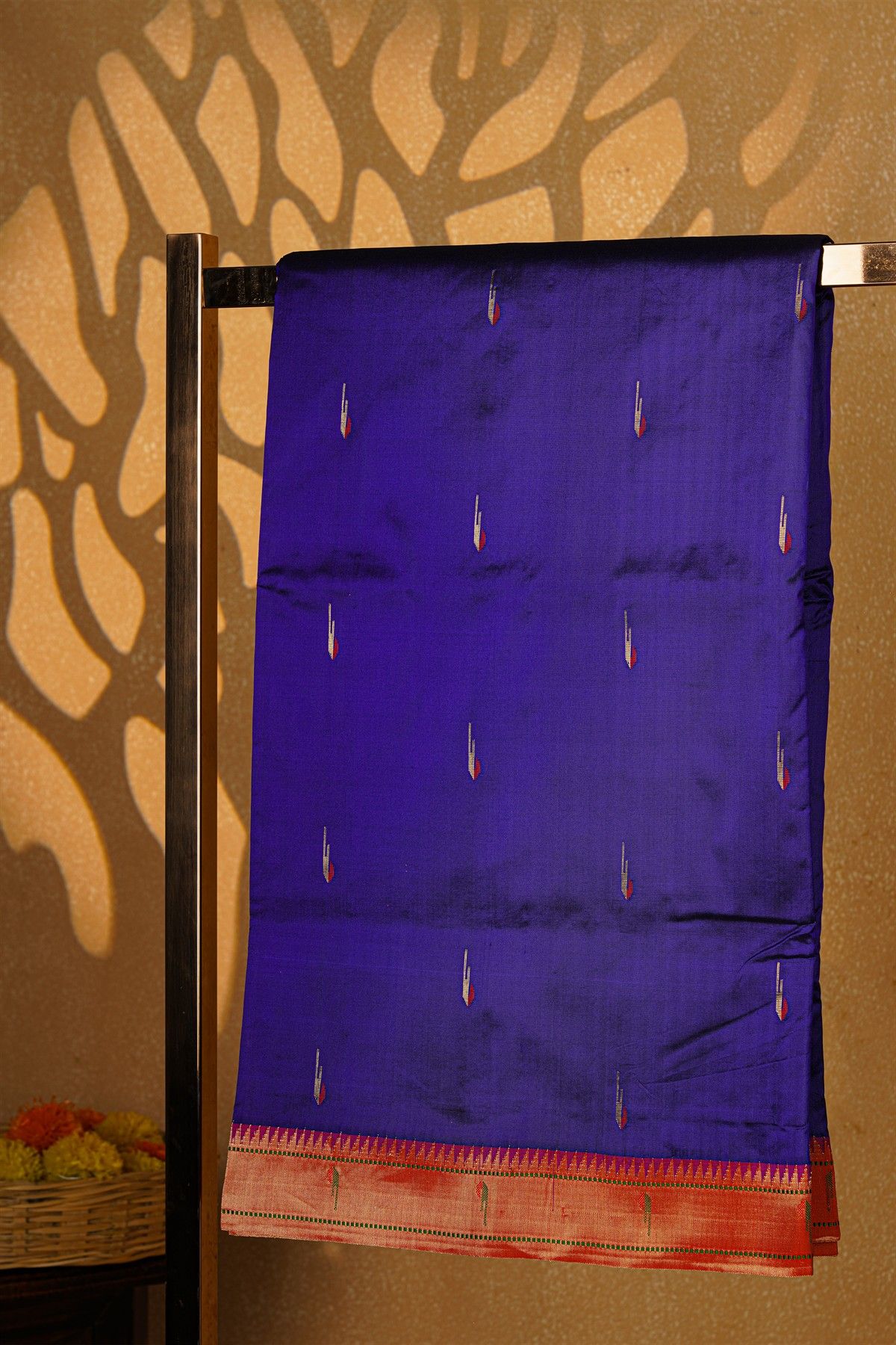 Paithani Silk Royal Blue Saree With Muniya Buttis Border