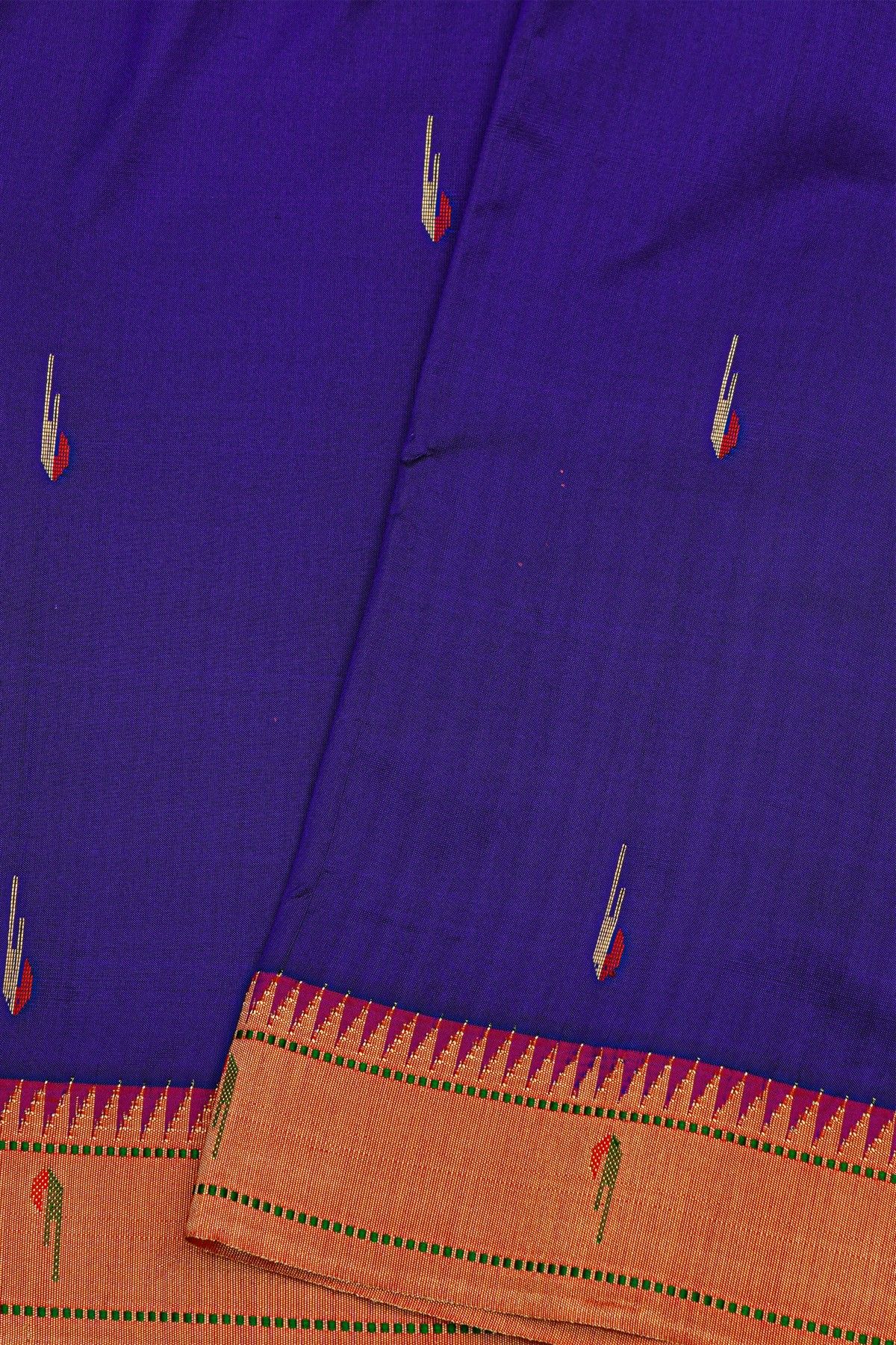 Paithani Silk Royal Blue Saree With Muniya Buttis Border