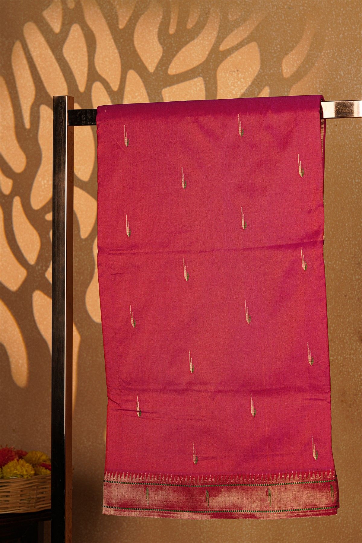 Paithani Silk Magenta Saree With Muniya Buttis Border