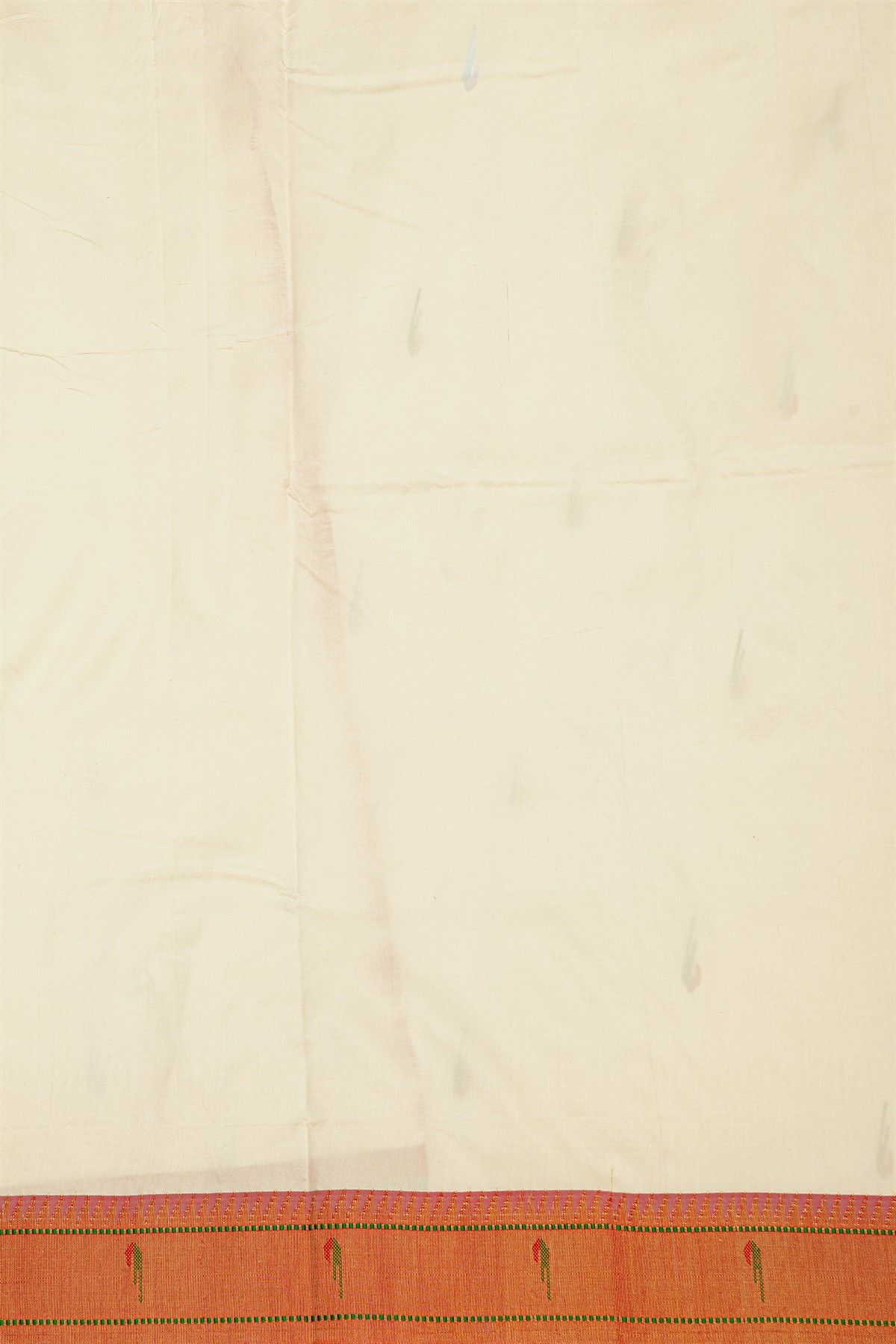 Paithani Silk Off White Saree With Muniya Buttis Border