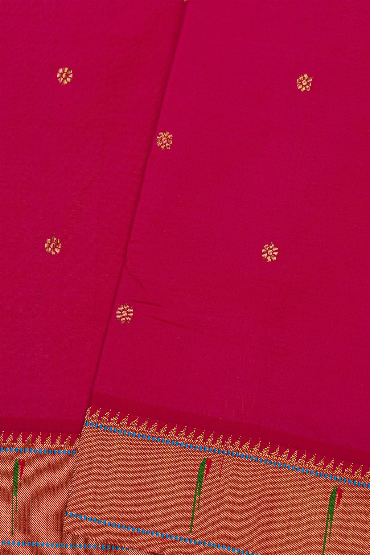 Paithani Silk Magenta Saree With Muniya Buttis Border