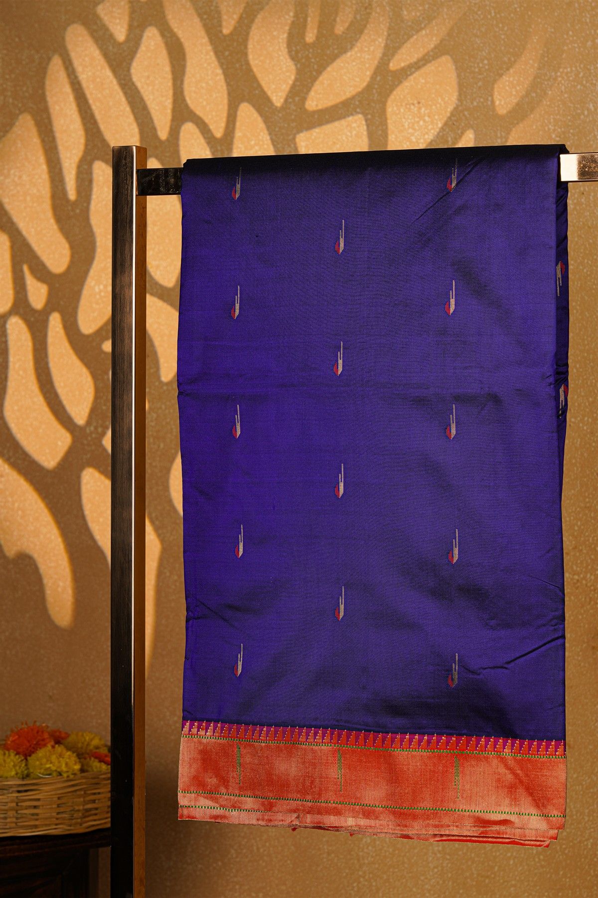 Paithani Silk Royal Blue Saree With Muniya Buttis Border