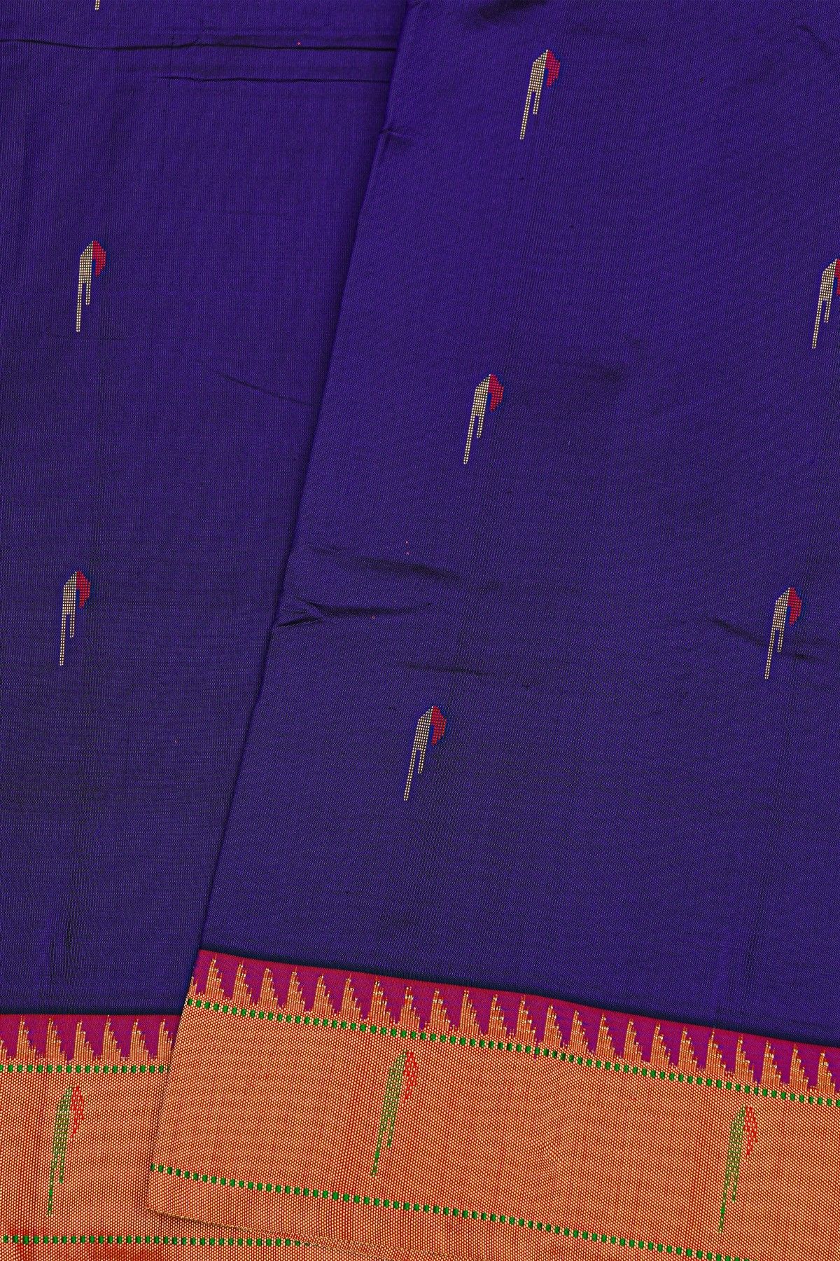 Paithani Silk Royal Blue Saree With Muniya Buttis Border