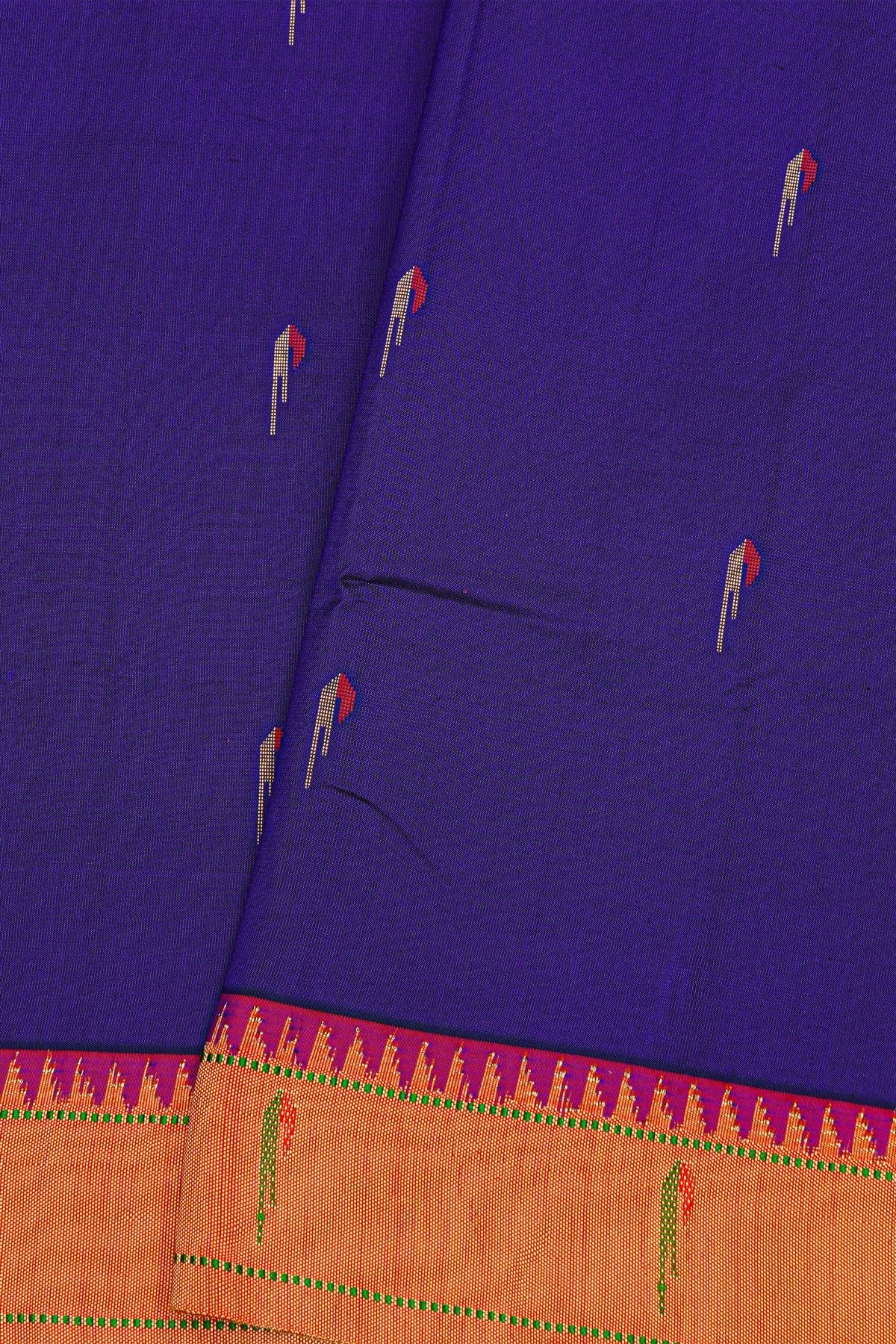 Paithani Silk Navy Blue Saree With Muniya Buttis Body