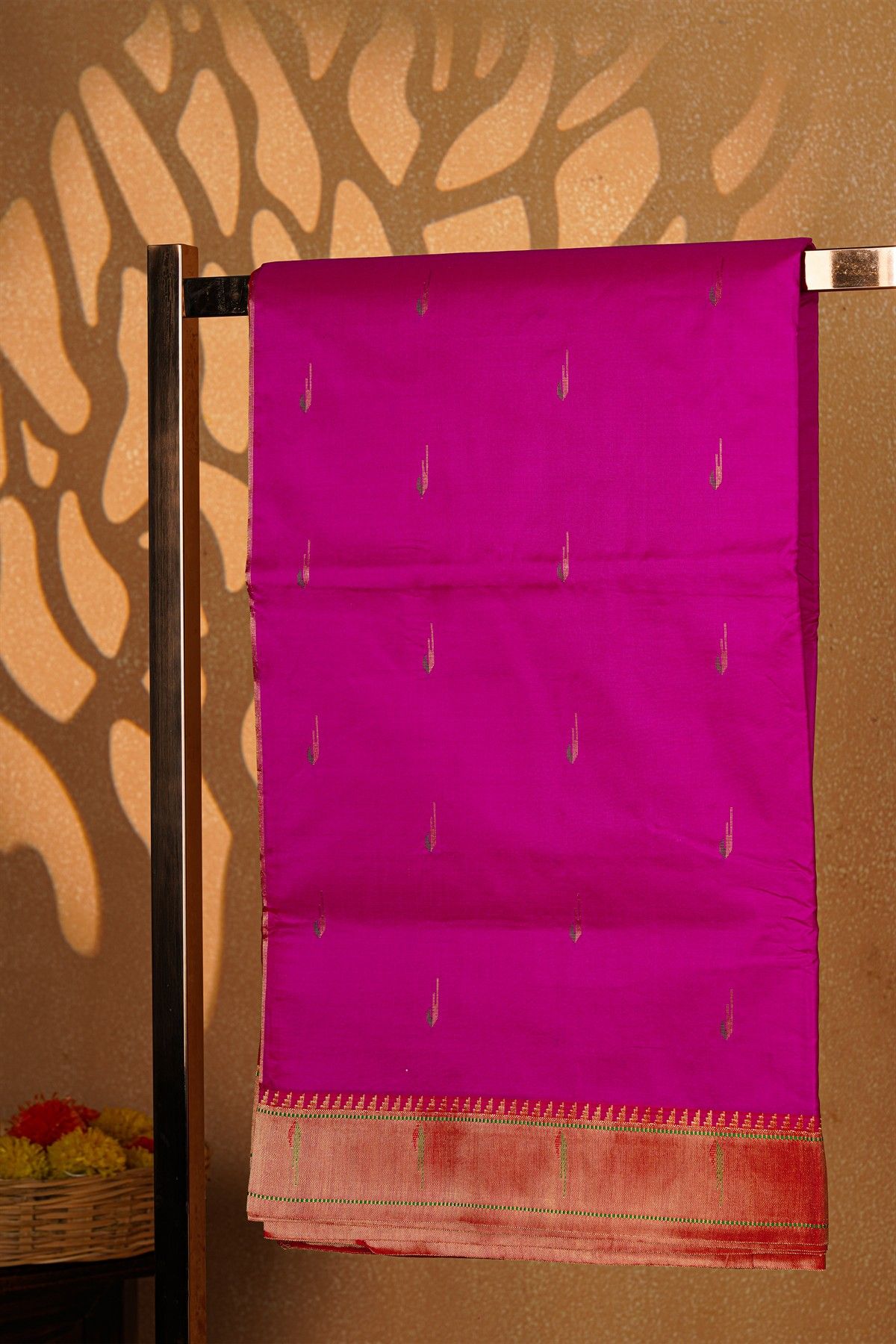 Paithani Silk Magenta Saree With Muniya Buttis Body
