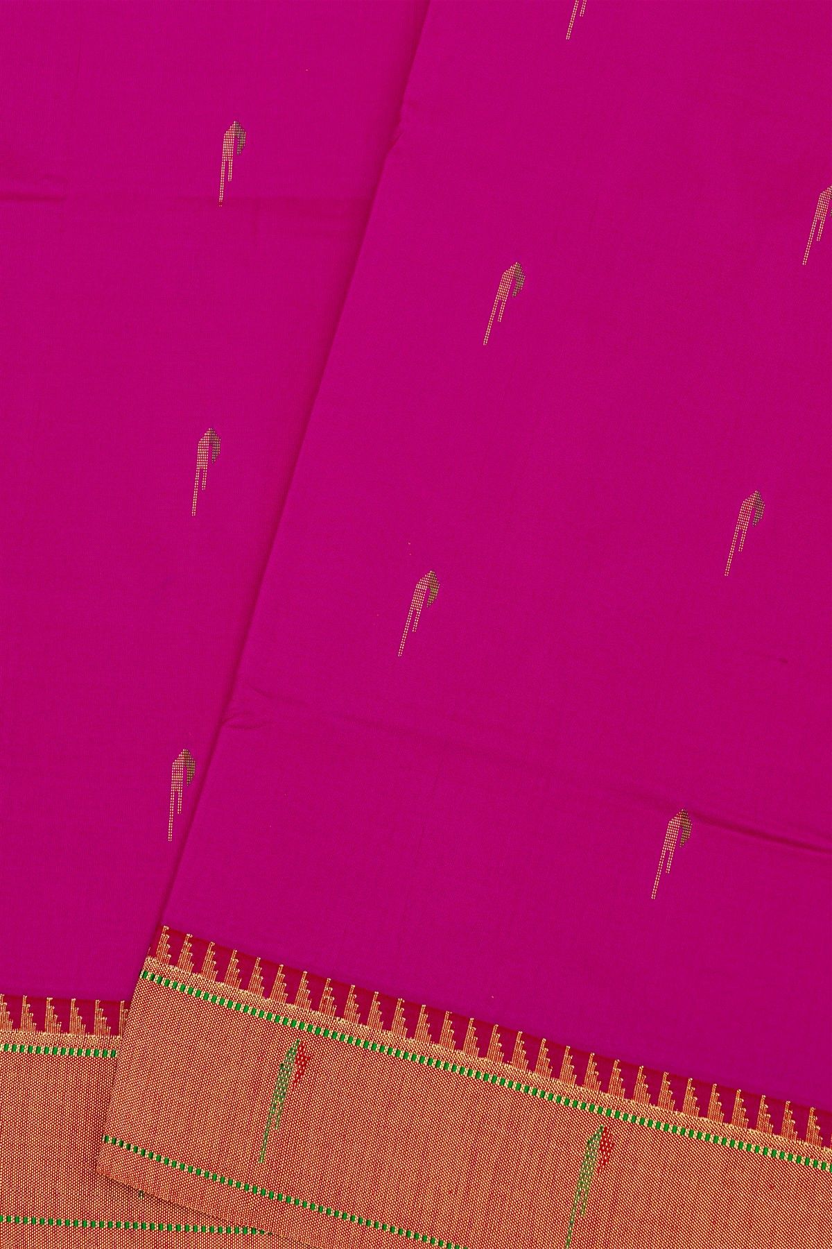 Paithani Silk Magenta Saree With Muniya Buttis Body
