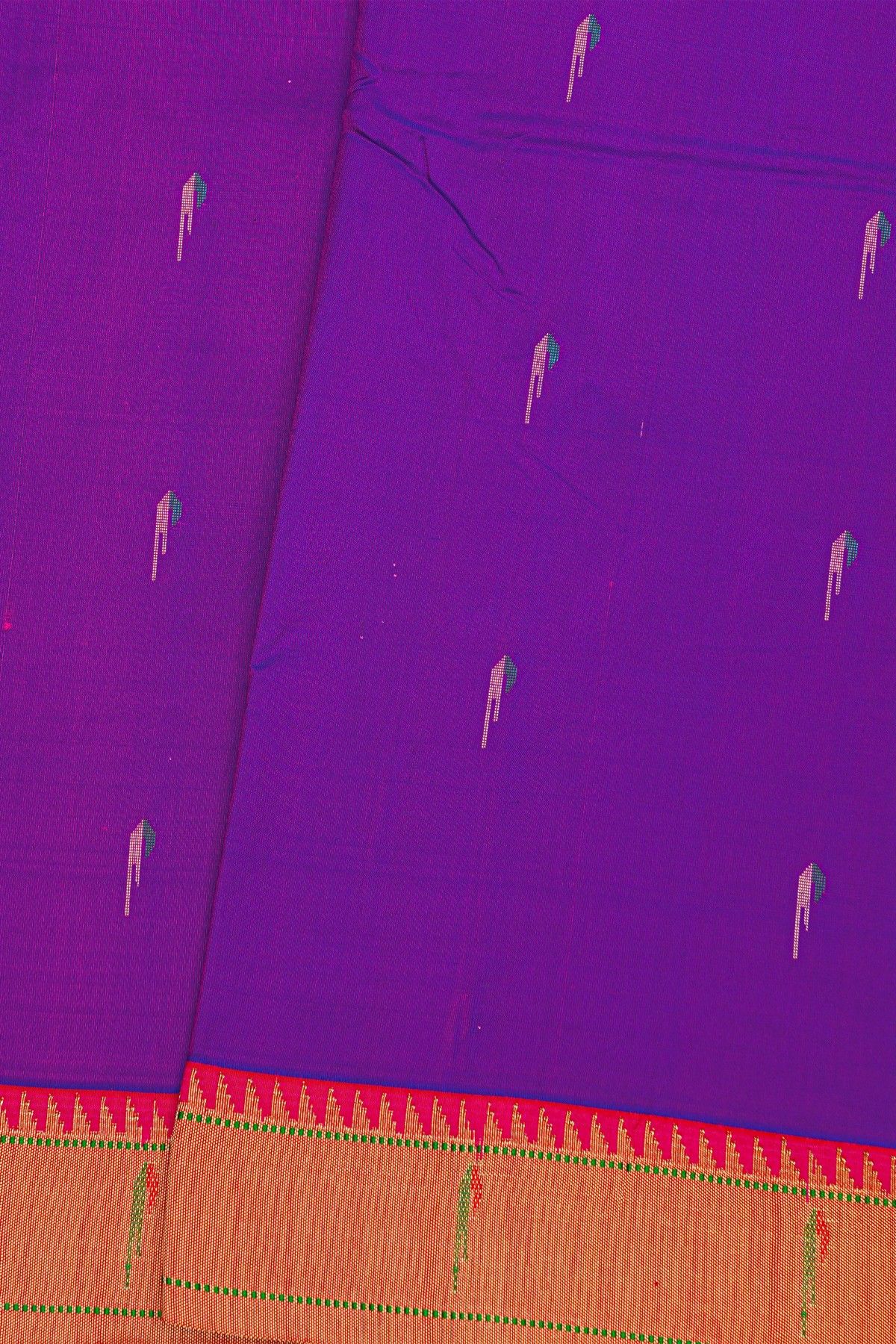 Paithani Silk Purple Saree With Muniya Buttis Body