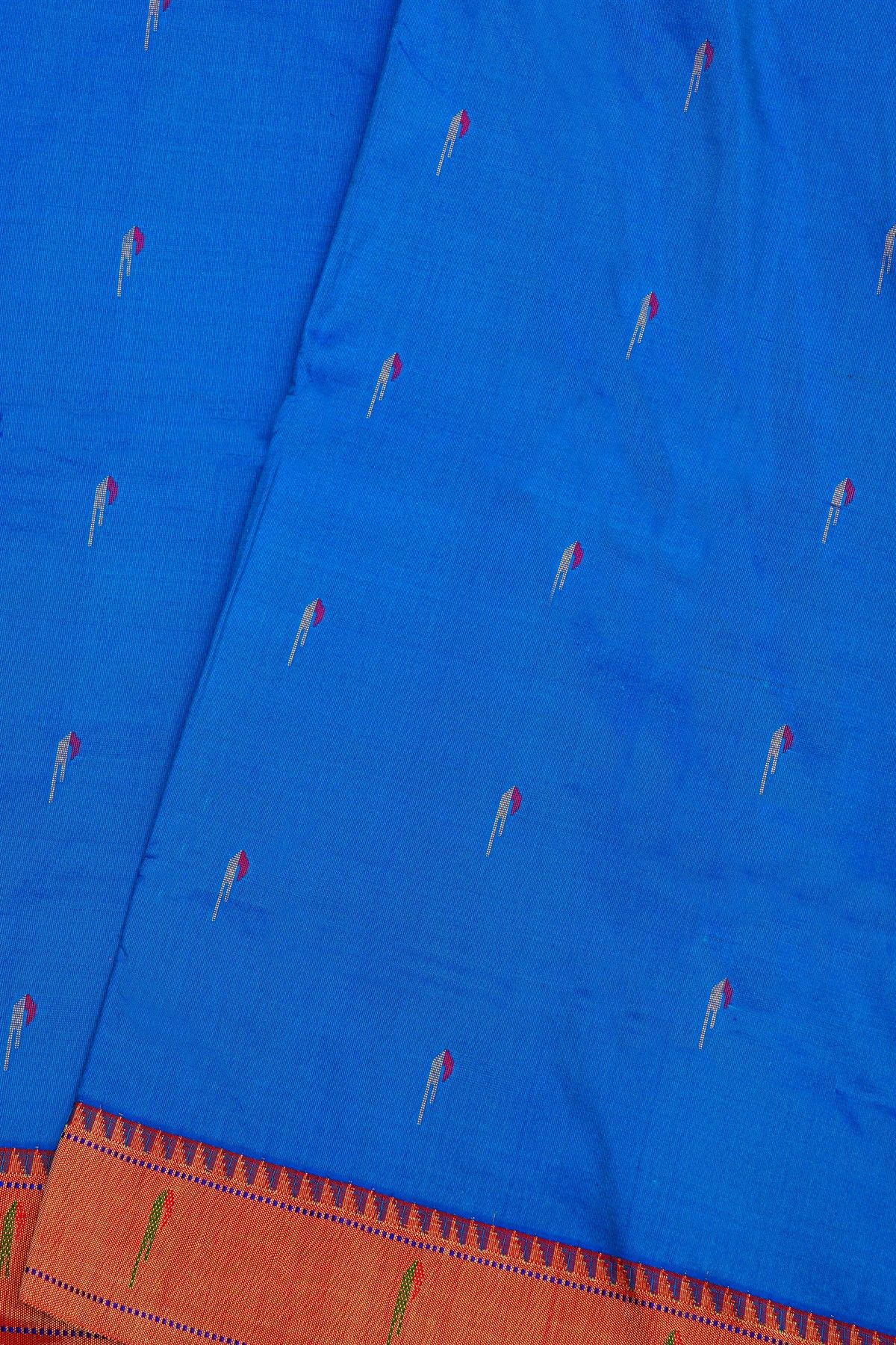Paithani Silk Royal Blue Saree With Muniya Buttis Body
