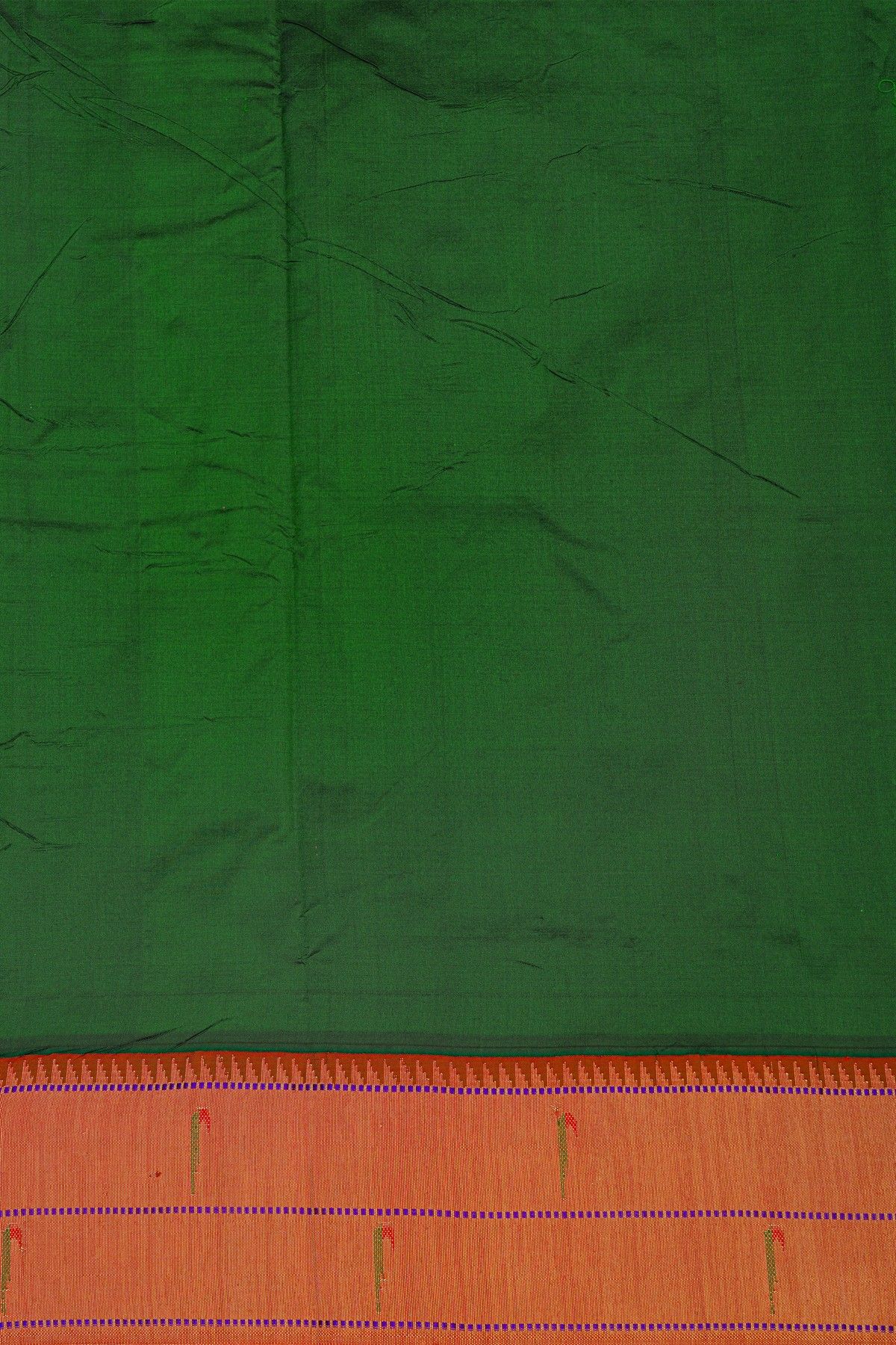 Paithani Silk Bottle Green Saree With Muniya Buttis Body