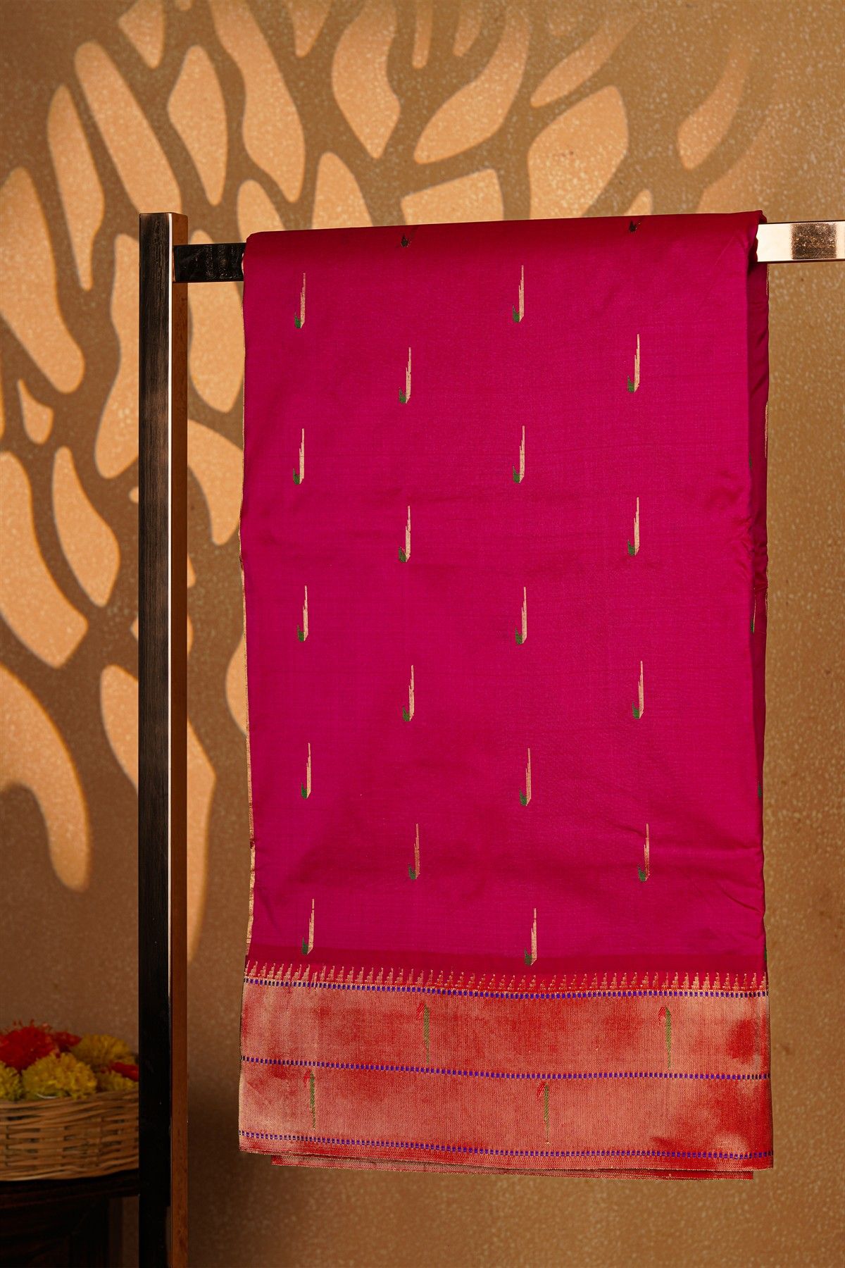 Paithani Silk Magenta Saree With Muniya Buttis Body