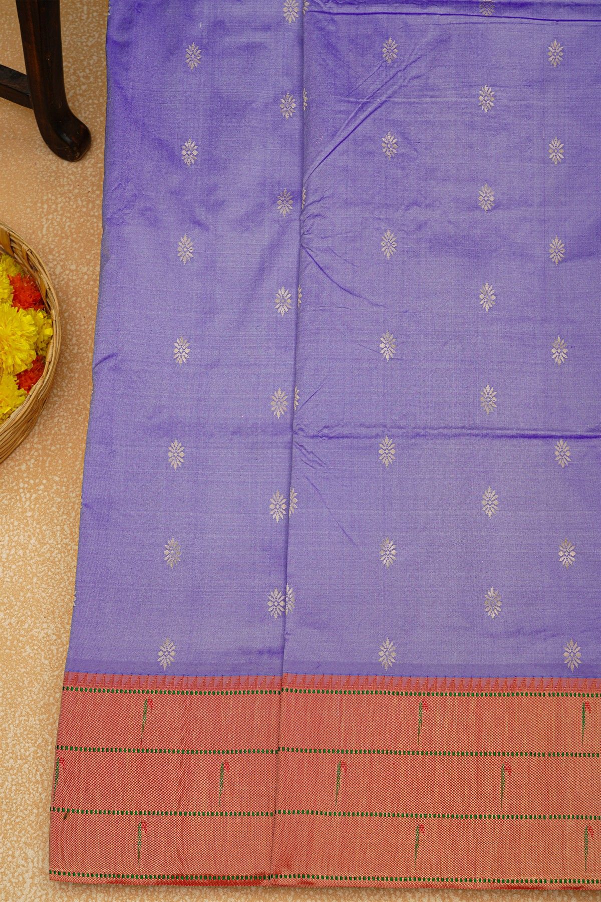 Paithani Silk Lilac Saree With Muniya Buttis Border