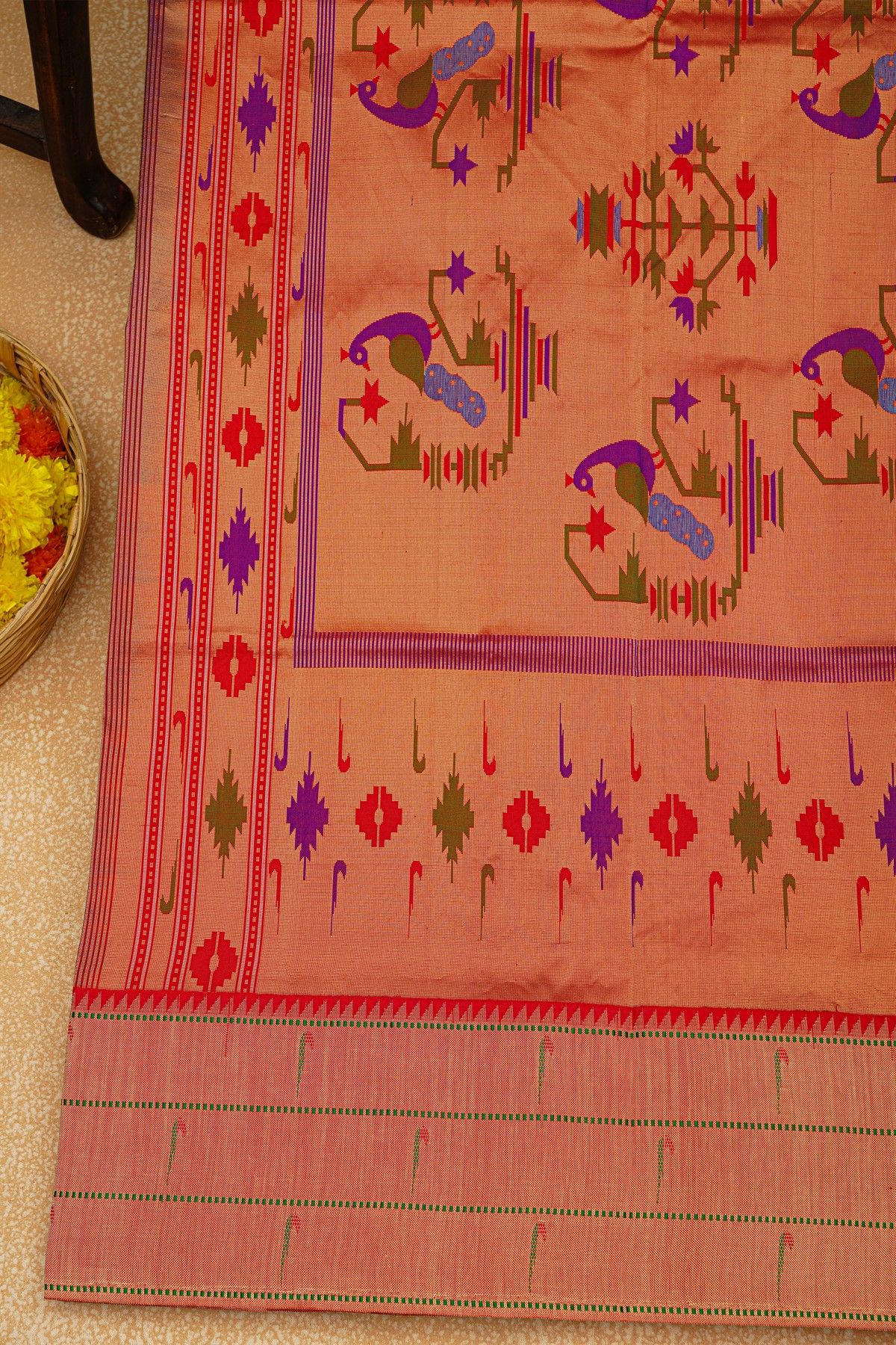Paithani Silk Lilac Saree With Muniya Buttis Border