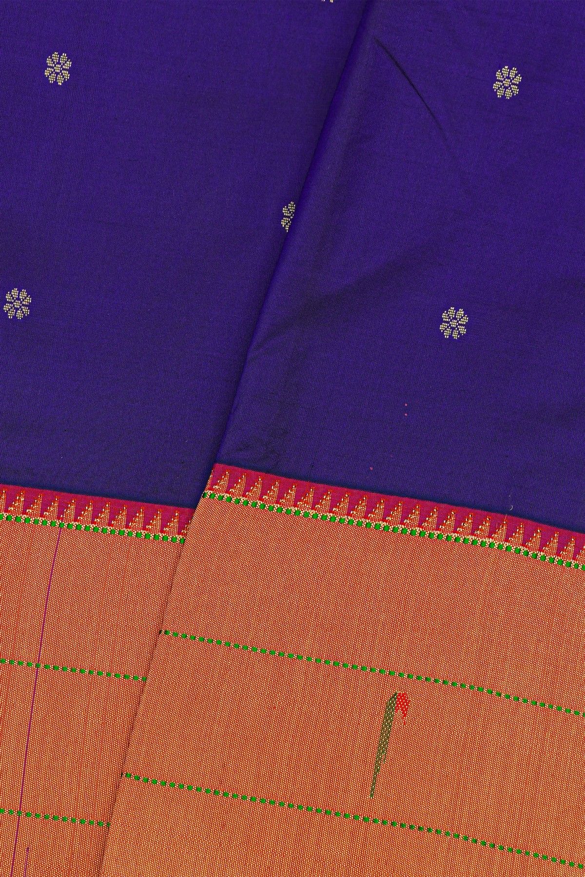 Paithani Silk Royal Blue Saree With Muniya Buttis Border