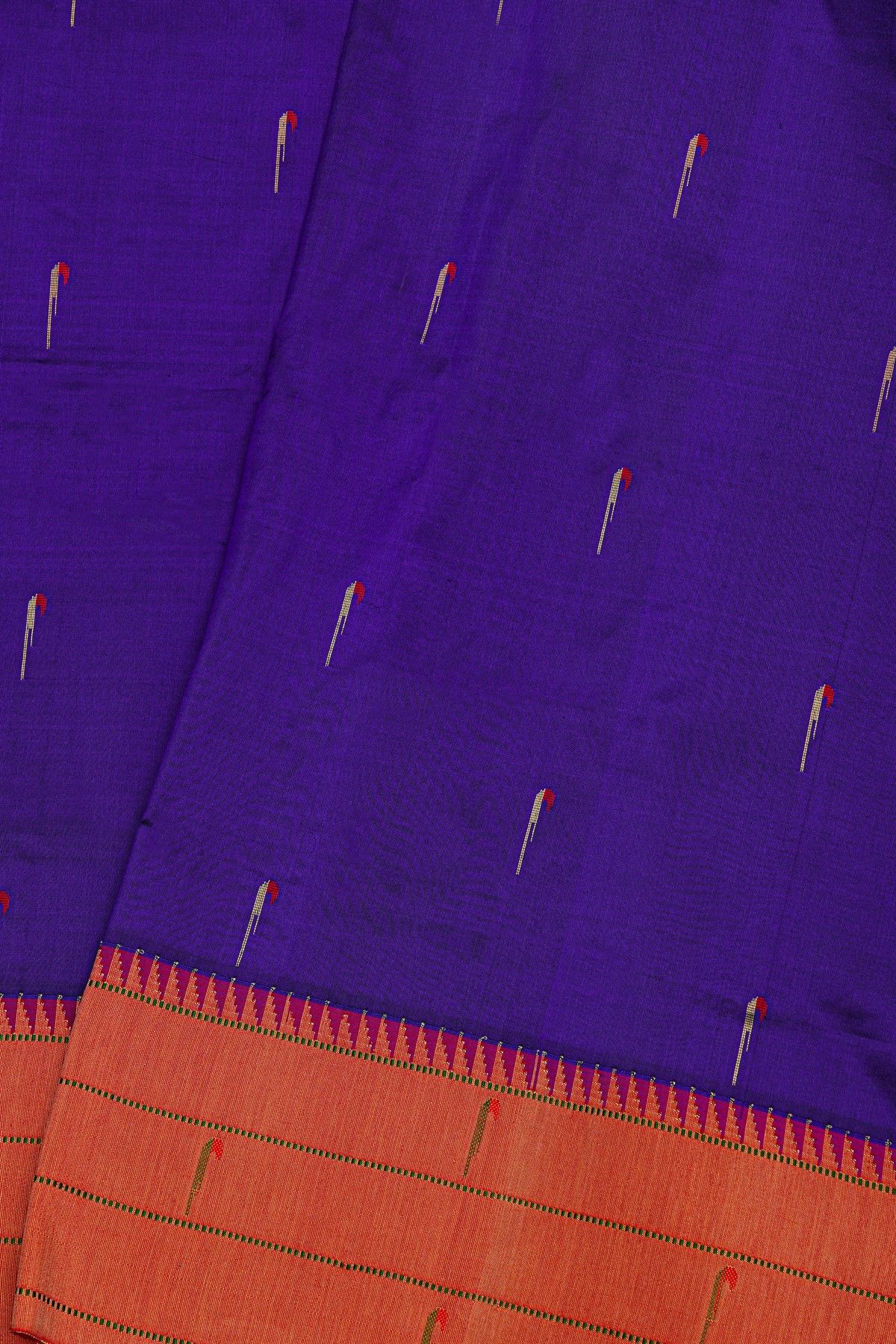 Paithani Silk Navy Blue Saree With Double Muniya Border