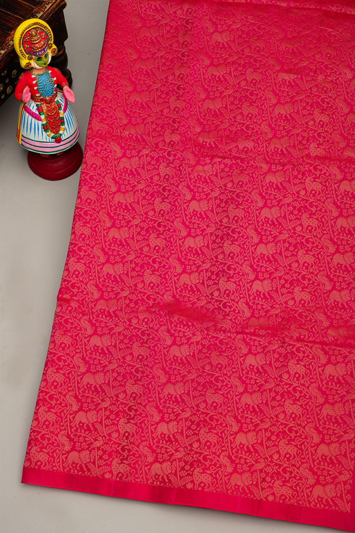 Coimbatore Silk Black Saree With Animal Theme Border