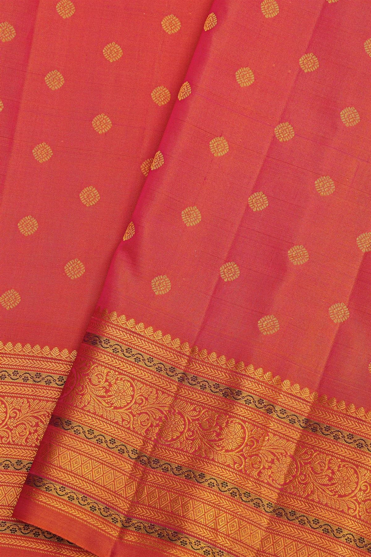 Gadwal Silk Dual Colour Saree With Florals And Buttis Body