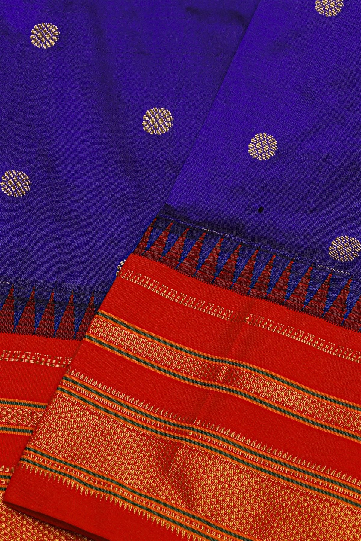 Narayanpet Silk Royal Blue Saree With Florals And Buttis Body