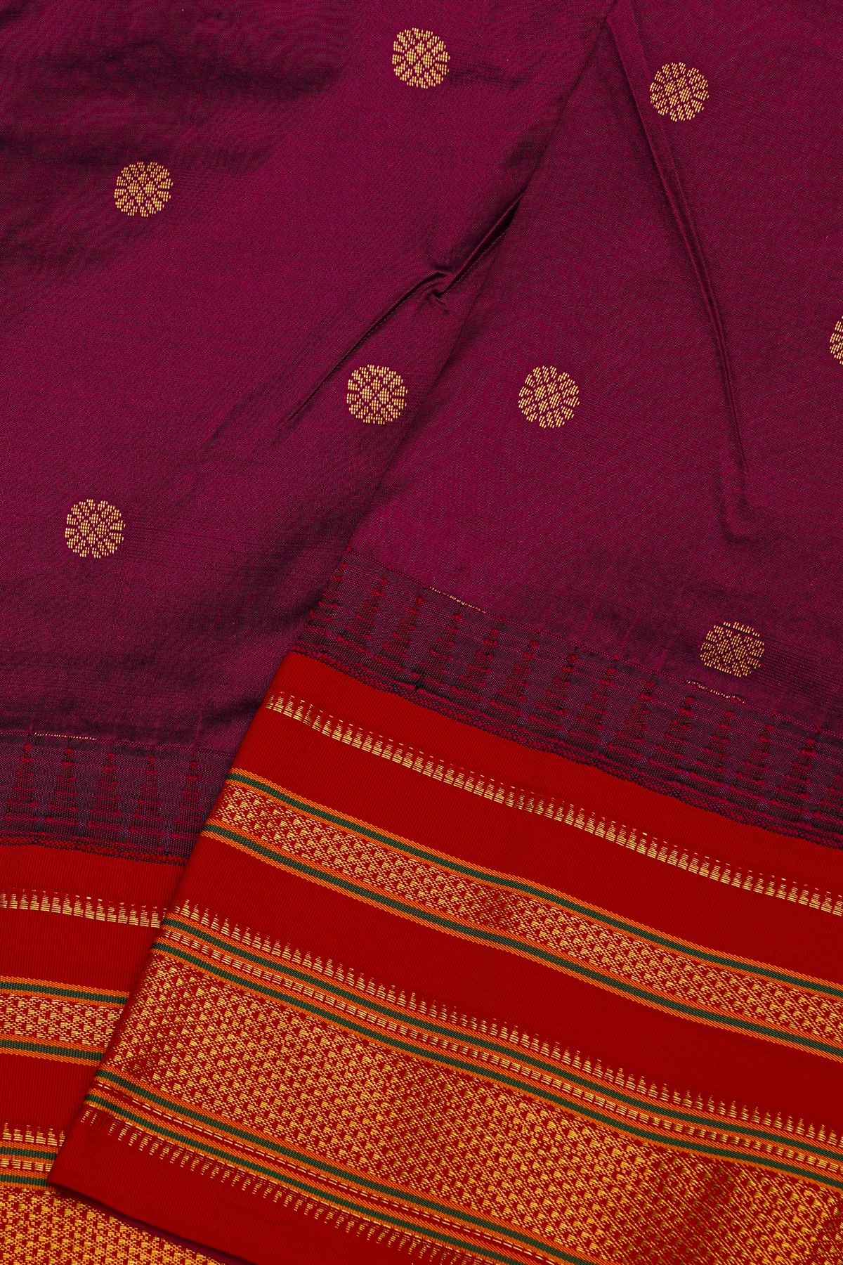 Narayanpet Silk Purple Saree With Buttis In Body