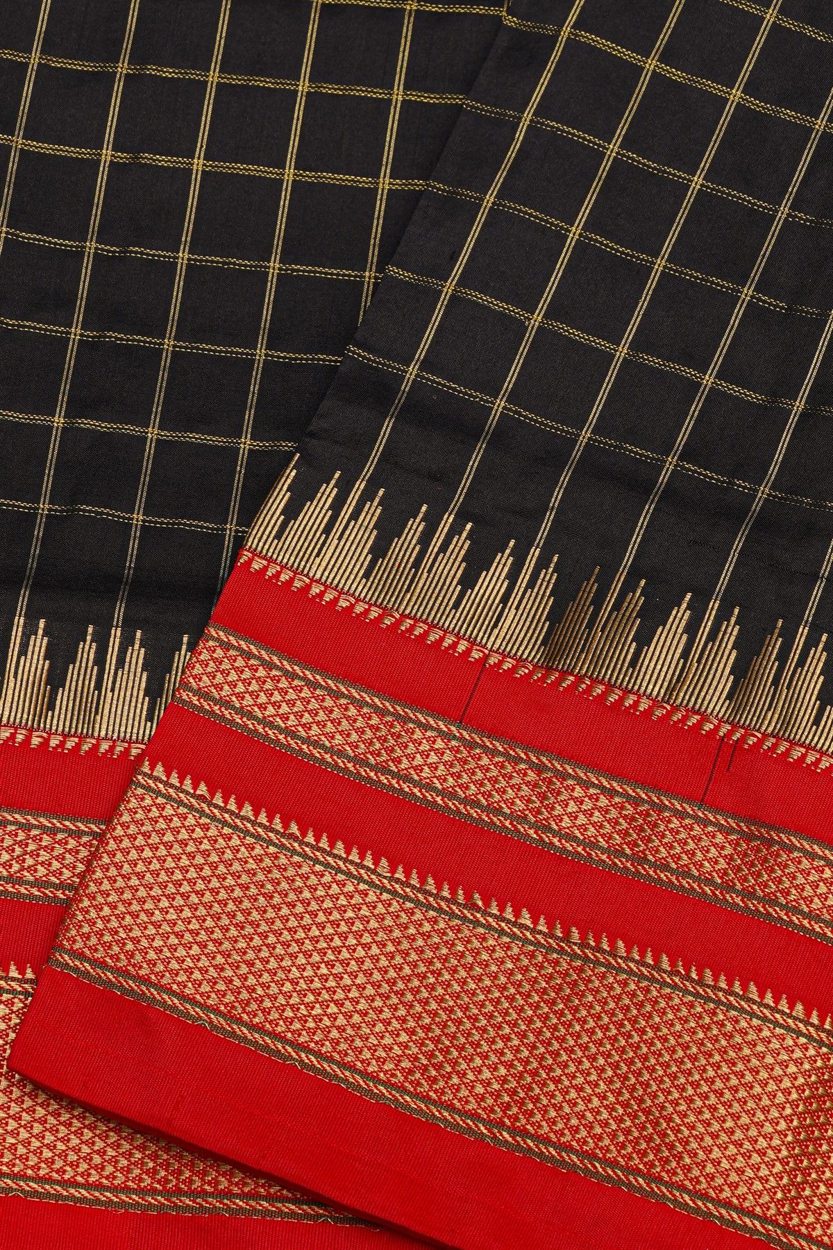 Narayanpet Silk Black Saree With Diamonds In Zari Border