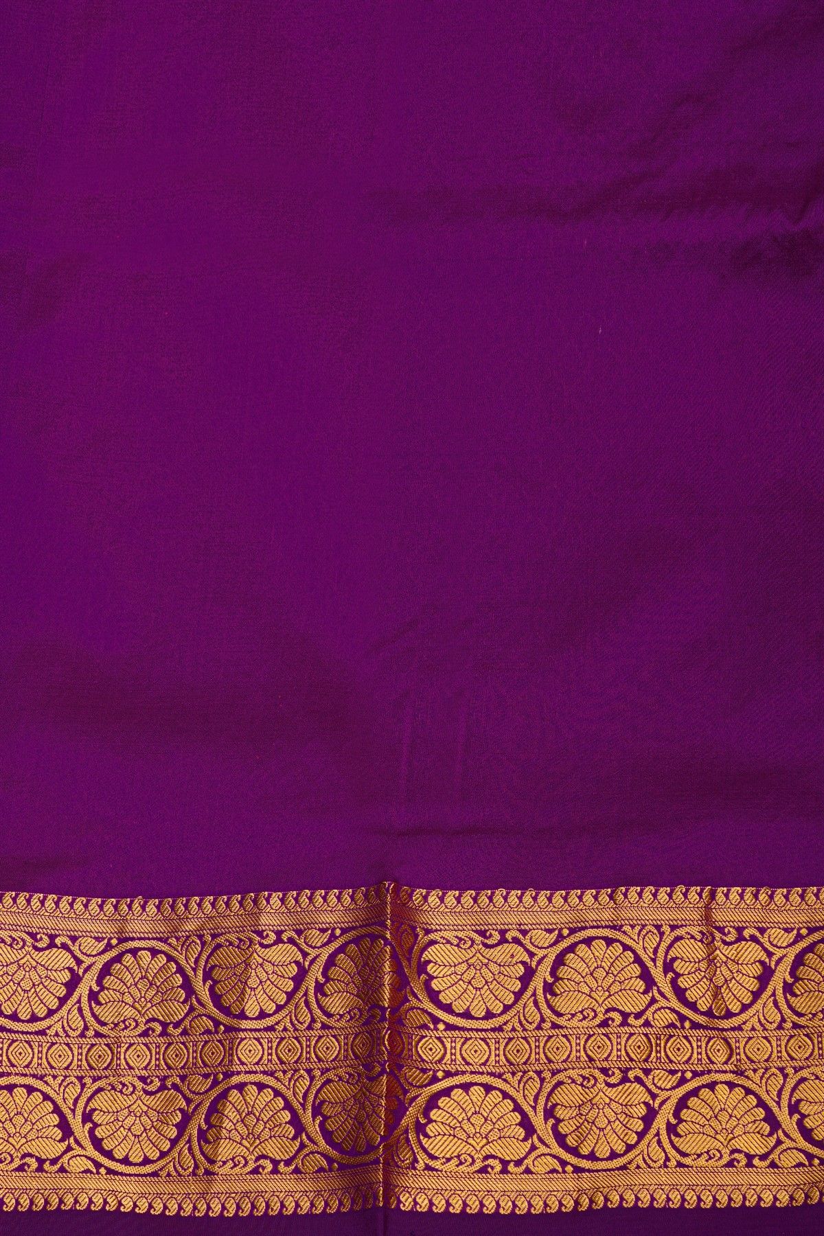Narayanpet Silk Purple Saree With Florals And Leaves Jaal Border
