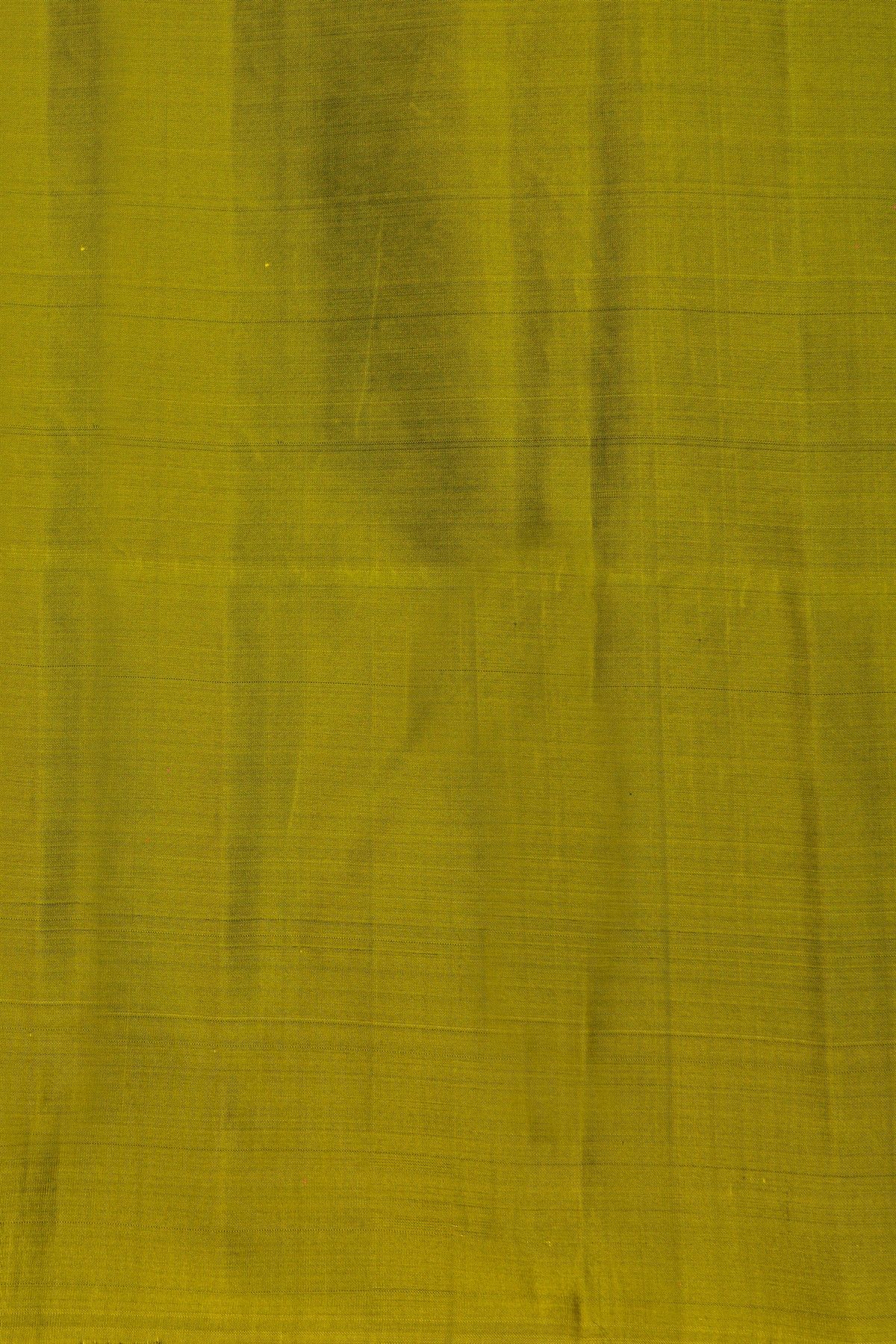 Coimbatore Silk Bottle Green Saree With All Over Florals And Zari Lines