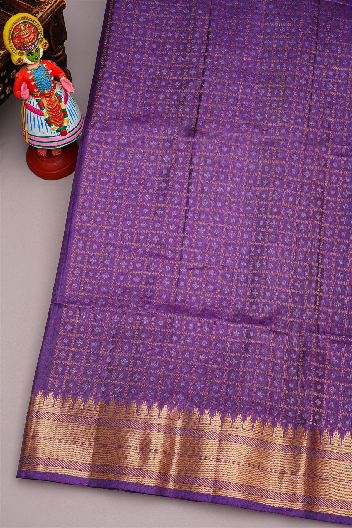 Coimbatore Silk Violet Saree With Temple Buttis Body