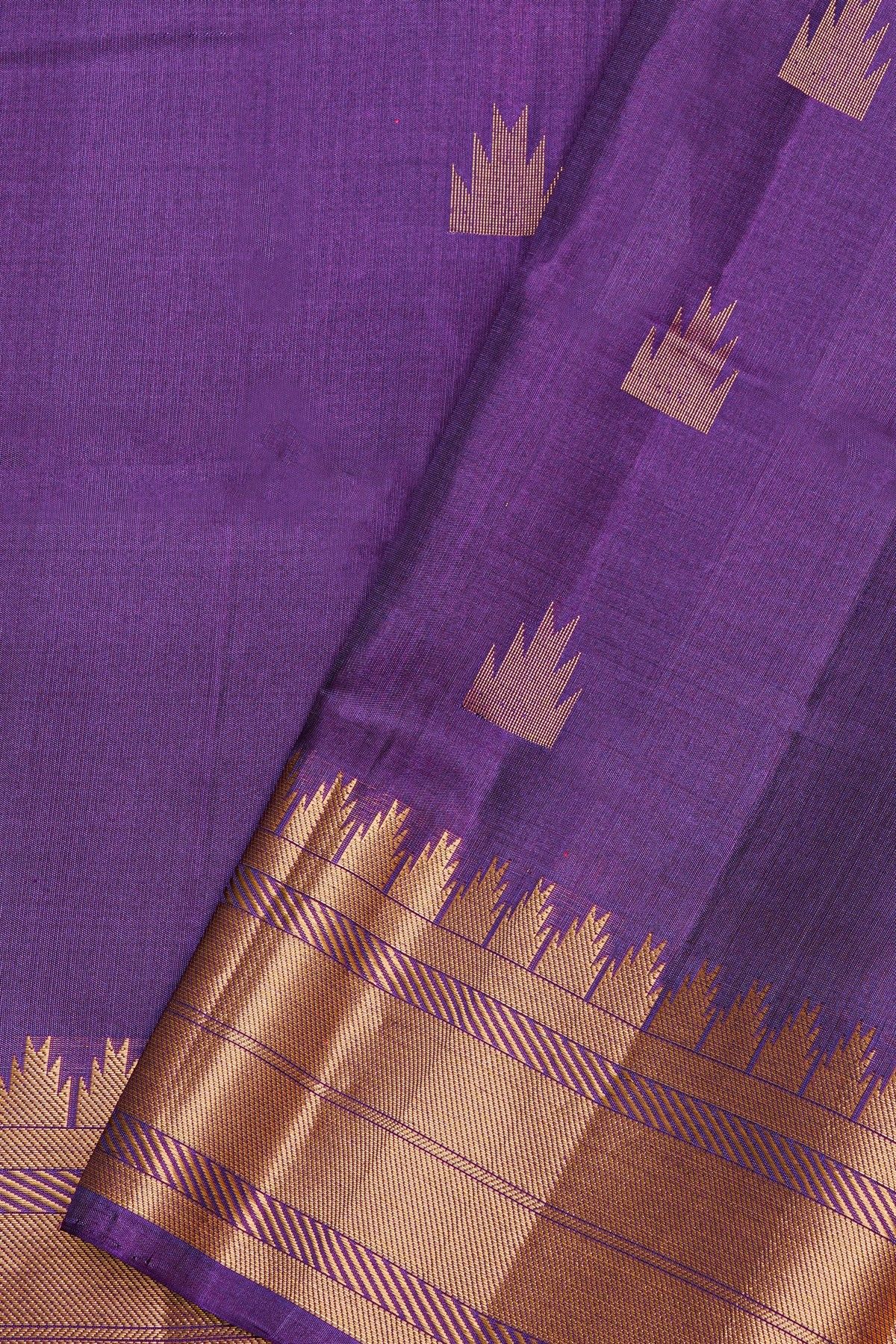 Coimbatore Silk Violet Saree With Temple Buttis Body