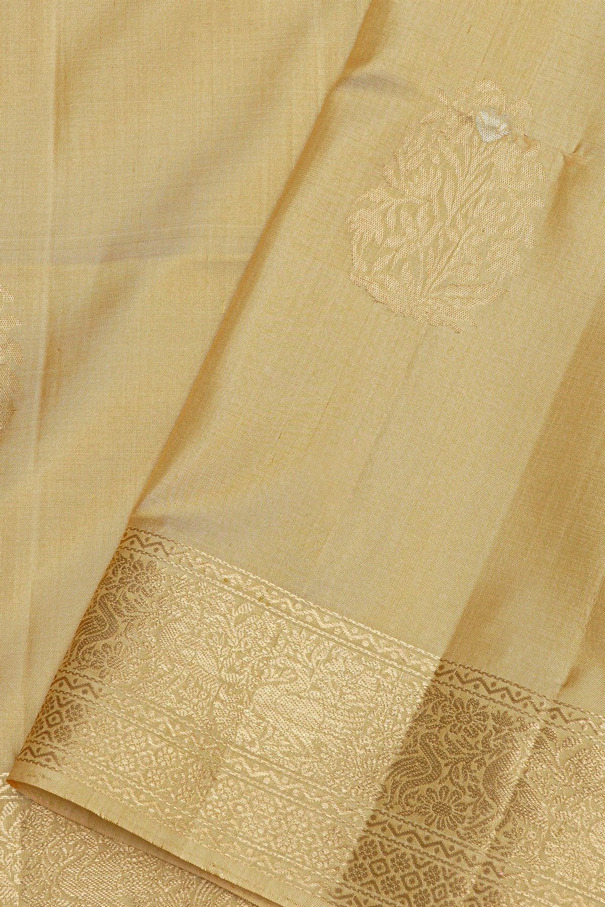 Coimbatore Silk Cream Saree With Florals And Buttis Body