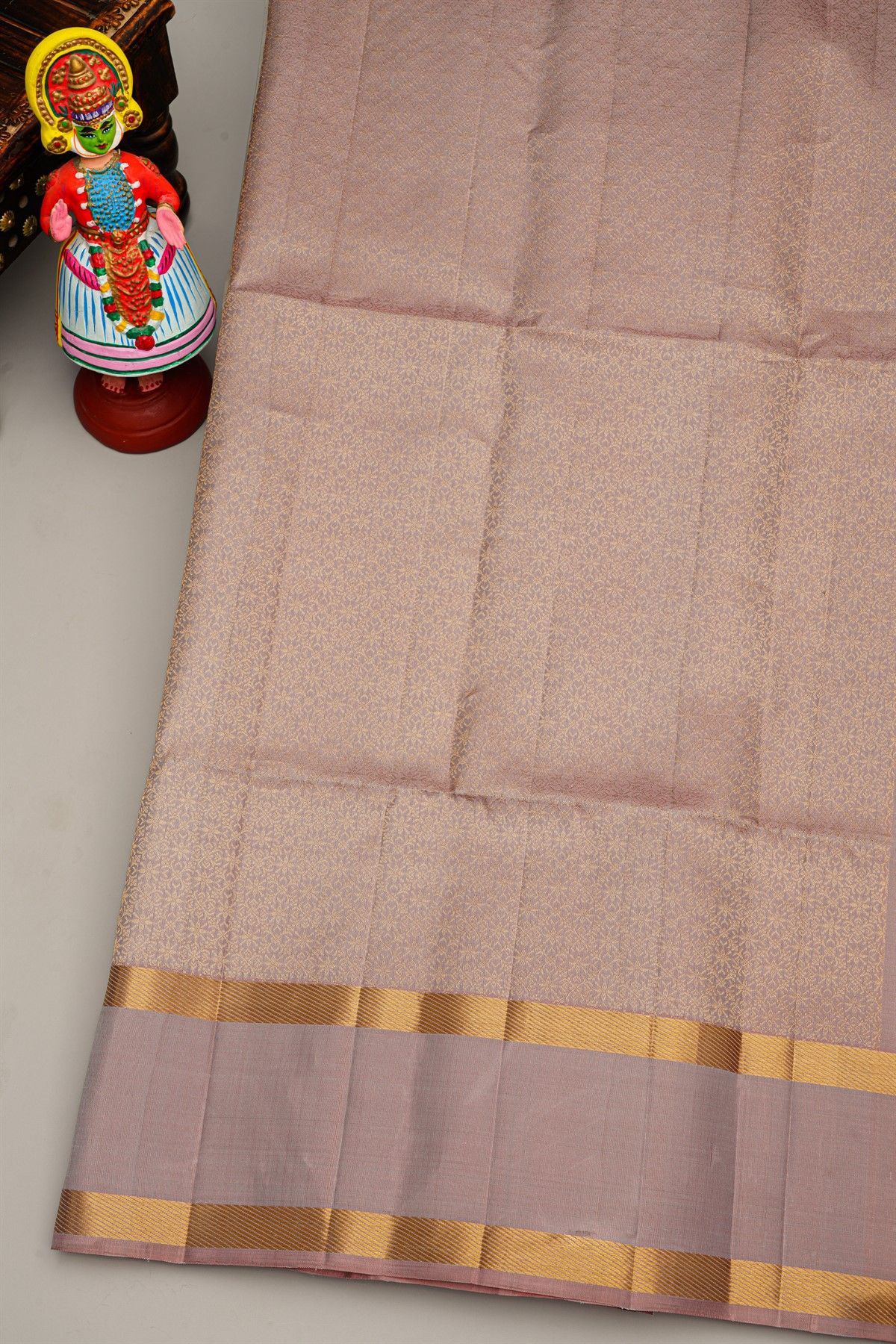 Coimbatore Silk Grey Saree With Florals And Leaves Buttis Body