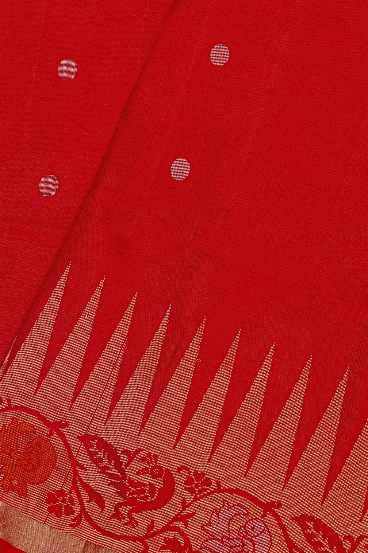 Coimbatore Silk Red Saree With Birds And Temple Design Border
