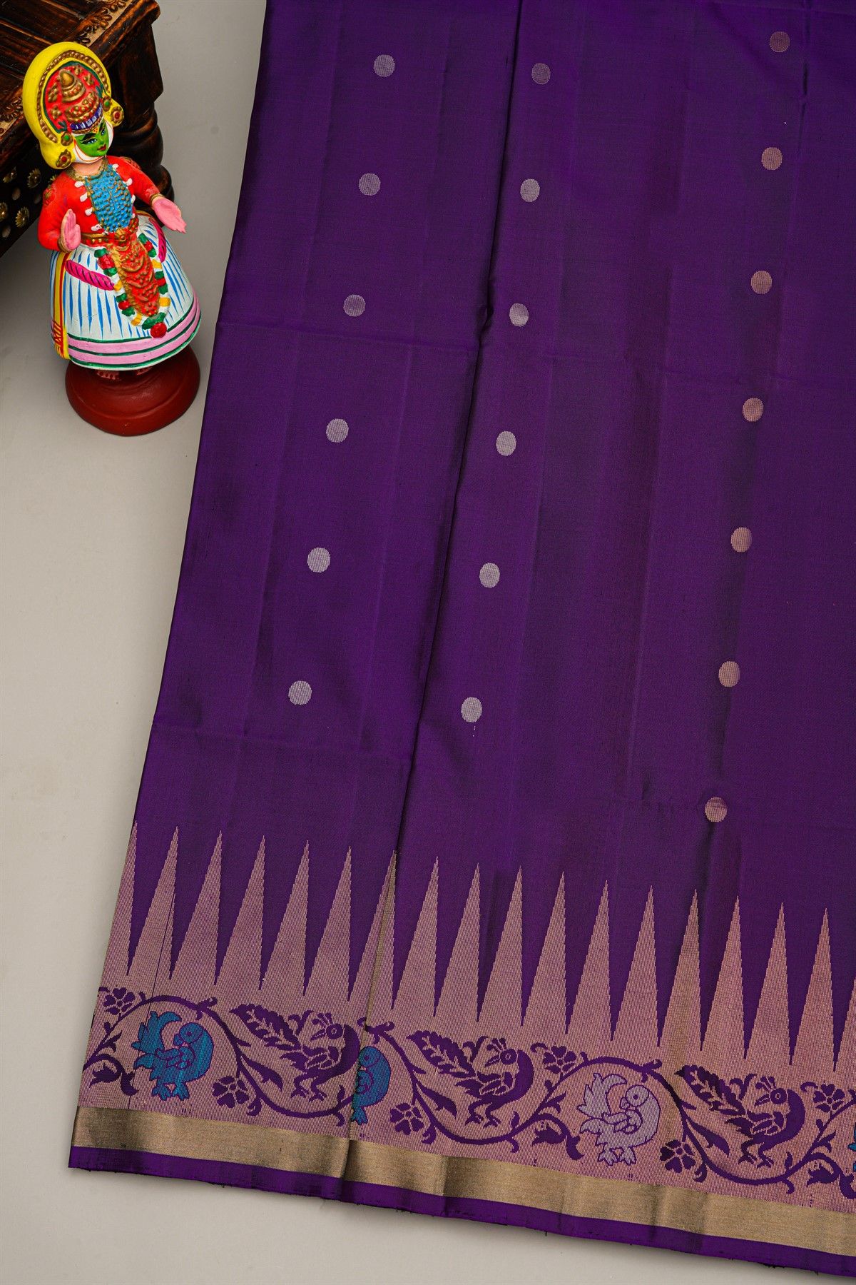 Coimbatore Silk Purple Saree With Rudraksha Buttis Body
