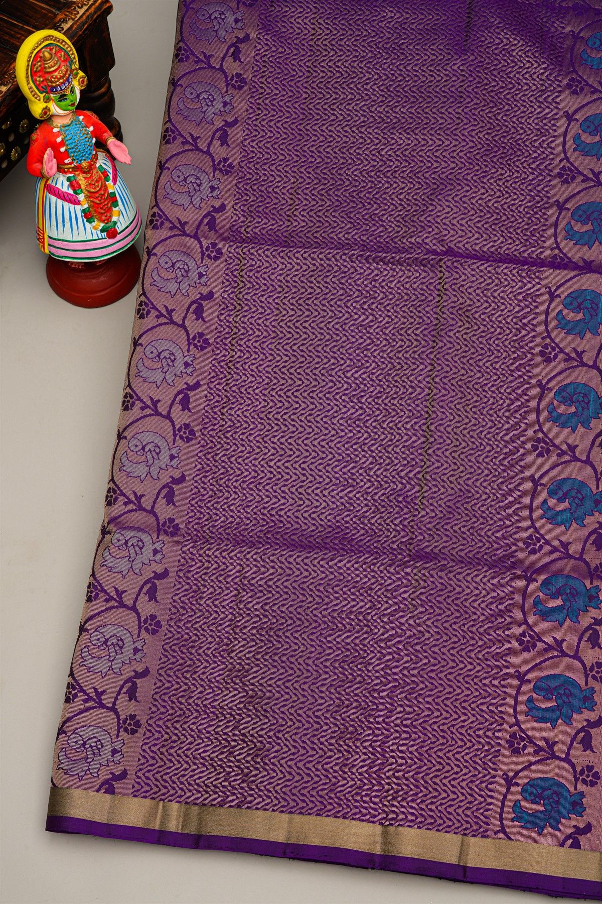 Coimbatore Silk Purple Saree With Rudraksha Buttis Body