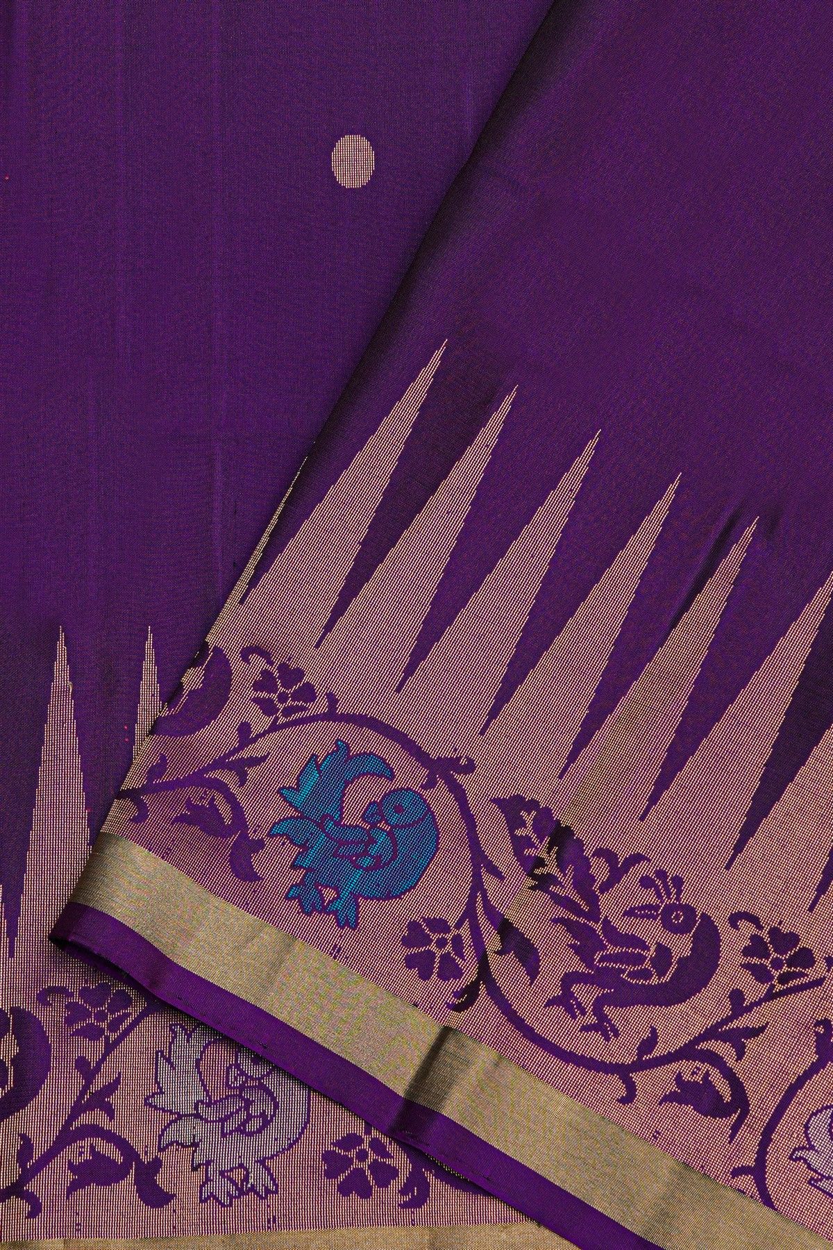 Coimbatore Silk Purple Saree With Rudraksha Buttis Body