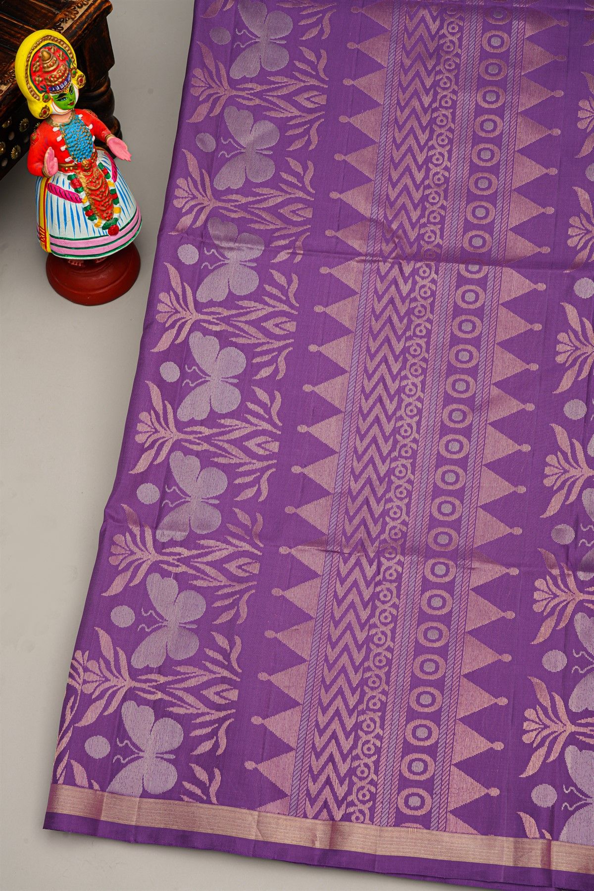 Coimbatore Silk Purple Saree With Florals And Butterfly Buttis Border
