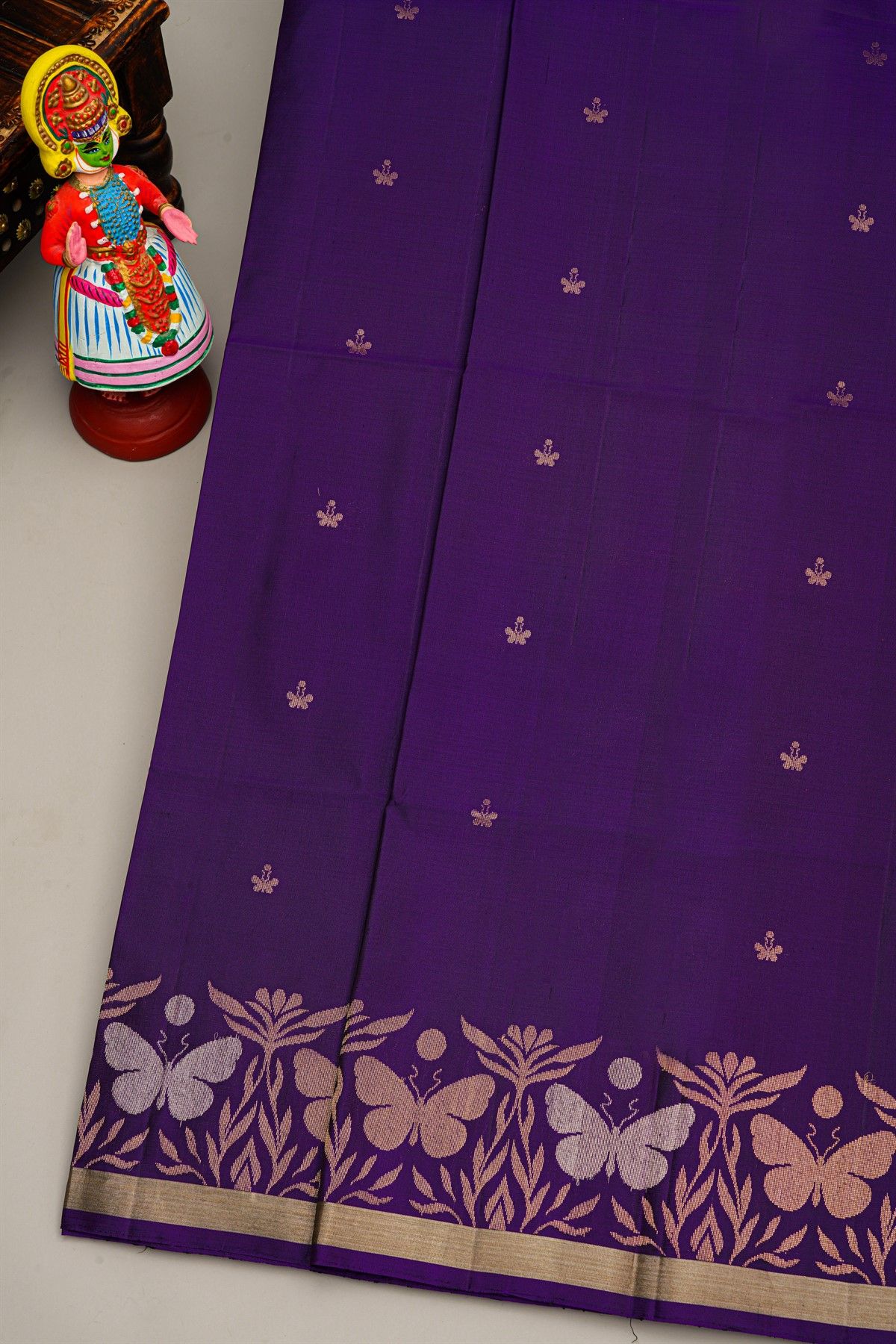 Coimbatore Silk Violet Saree With Florals And Butterfly Border