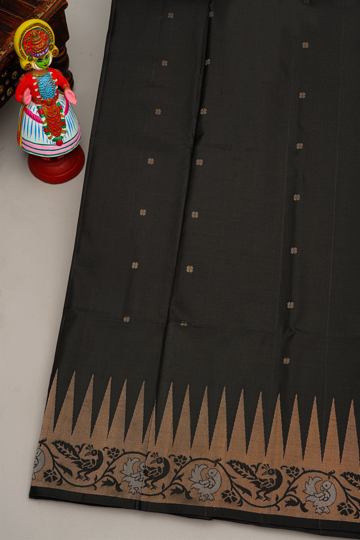 Coimbatore Silk Black Saree With Butterfly Buttis Body