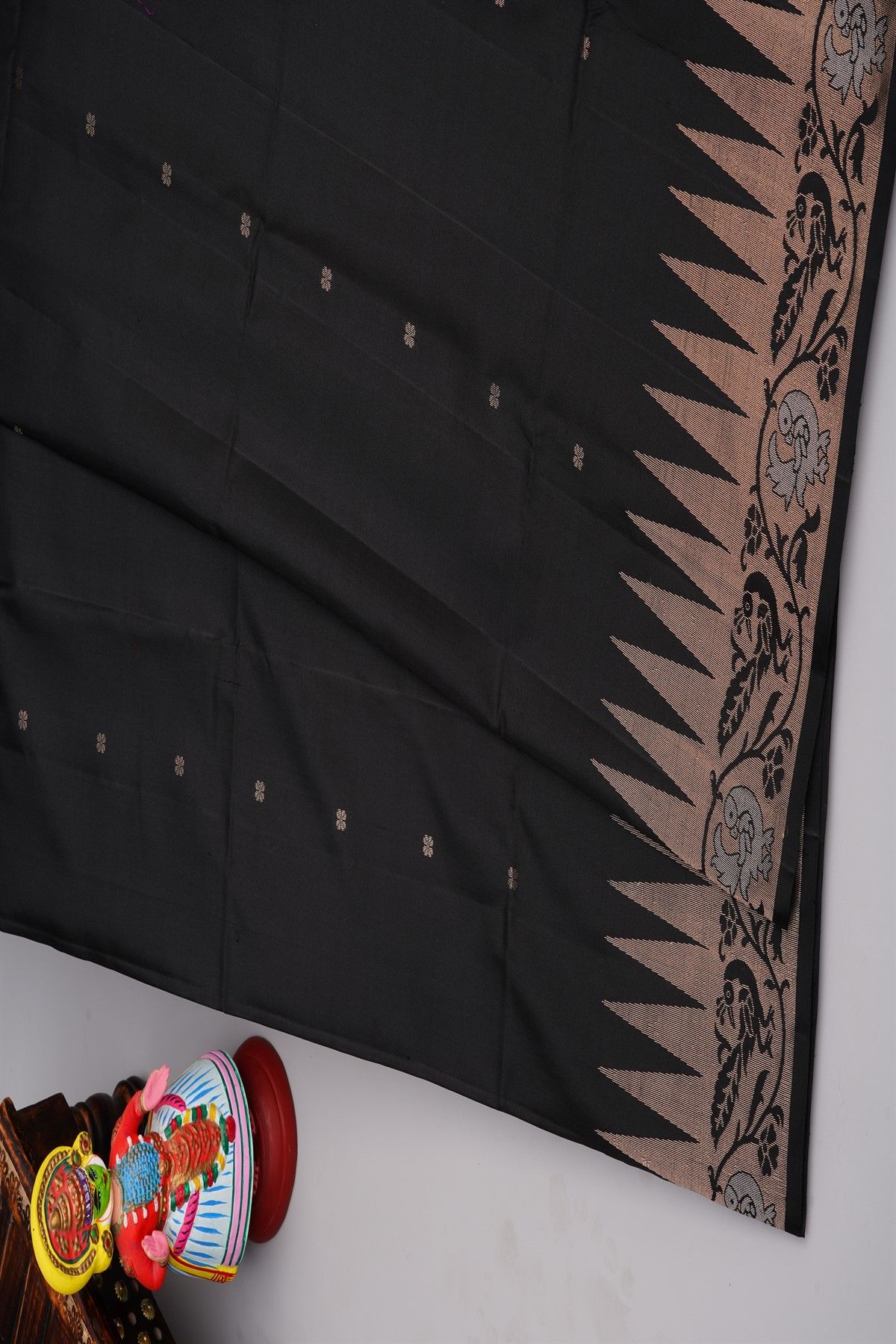 Coimbatore Silk Black Saree With Butterfly Buttis Body