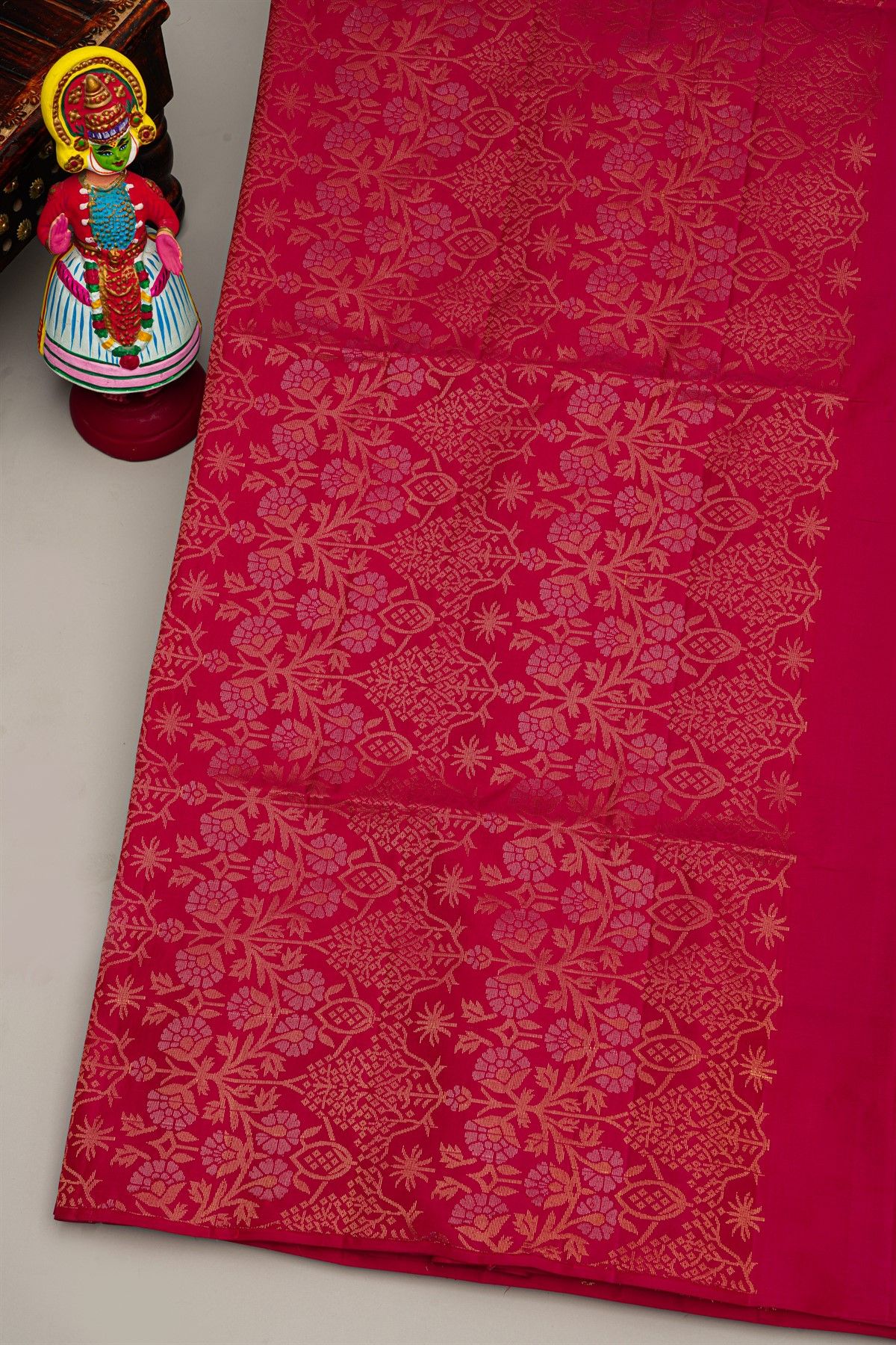 Coimbatore Silk Sea Green Saree With Florals And Birds Border
