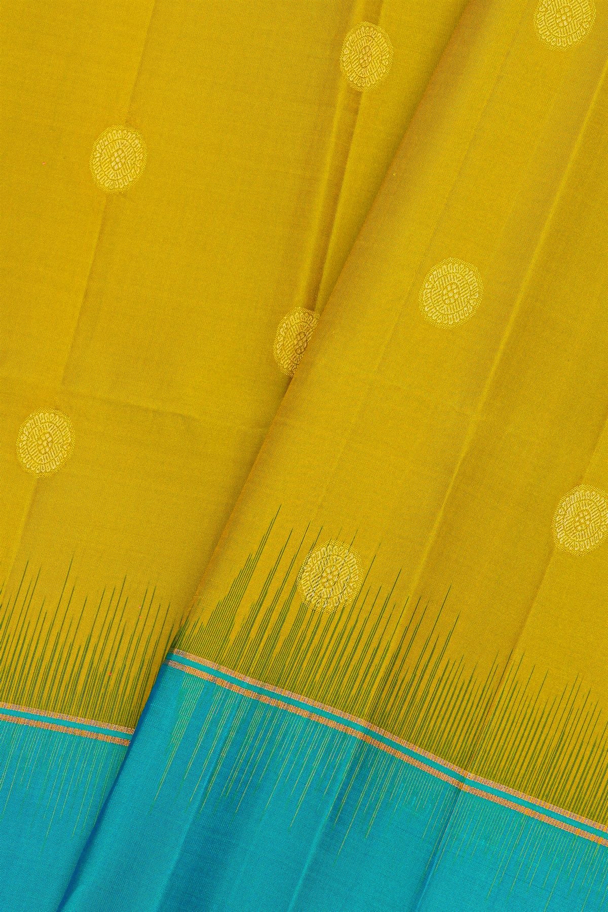 Coimbatore Silk Mehendi Green Saree With Florals And Buttis Body