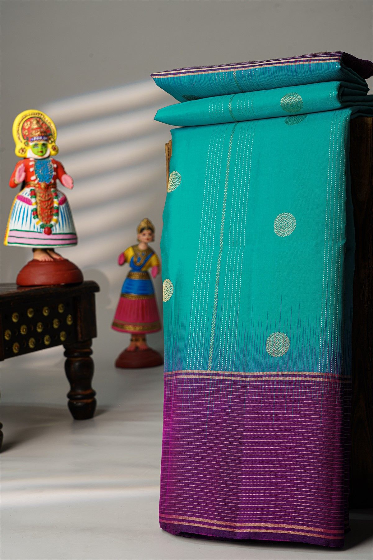 Coimbatore Silk Aqua Blue Saree With Florals And Buttis Body