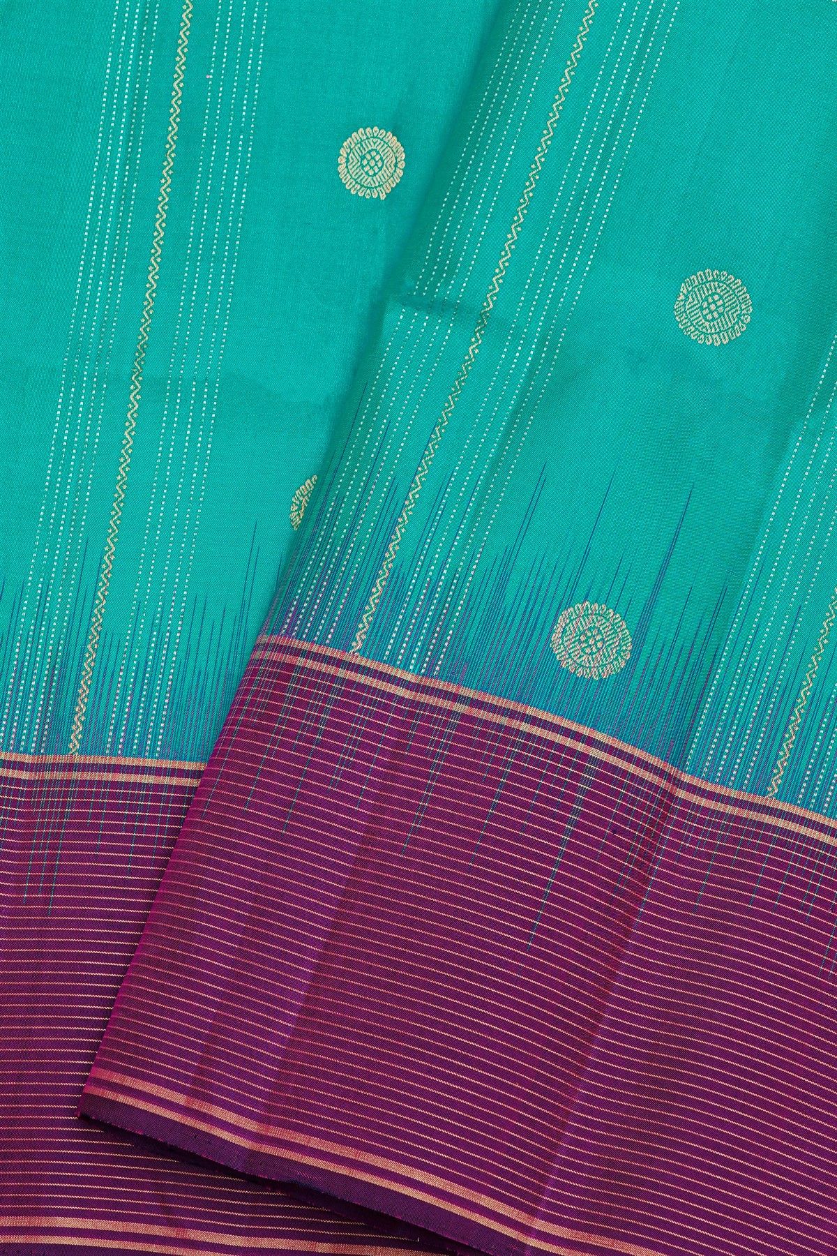 Coimbatore Silk Aqua Blue Saree With Florals And Buttis Body