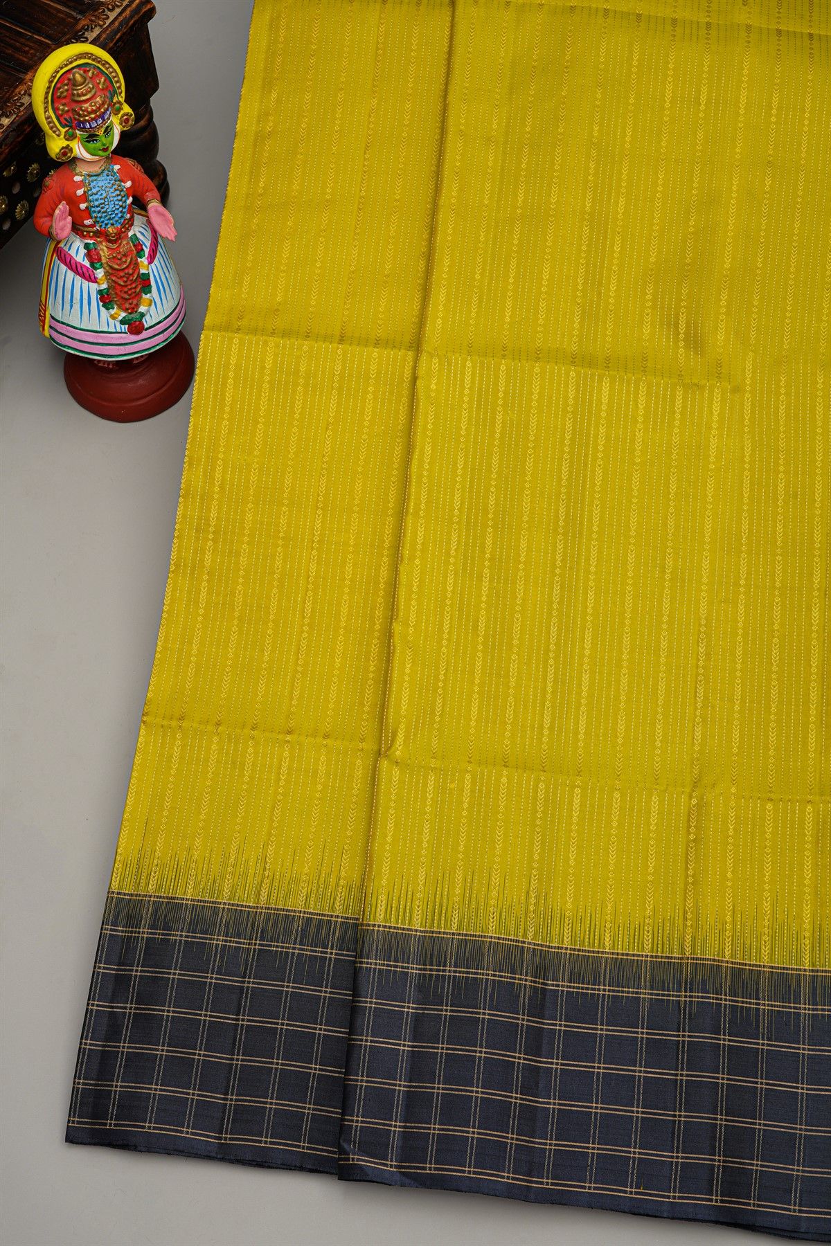 Coimbatore Silk Mehendi Green Saree With Zari Checks Border